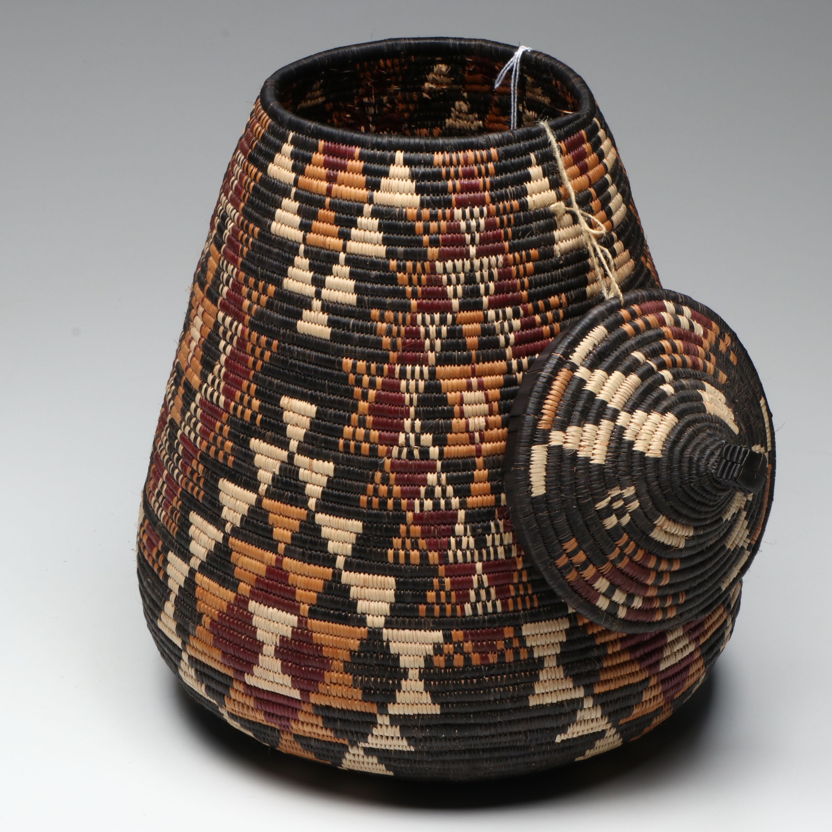 Lucy Mdluli Zulu Ilala Palm and Natural Dye Lidded Basket