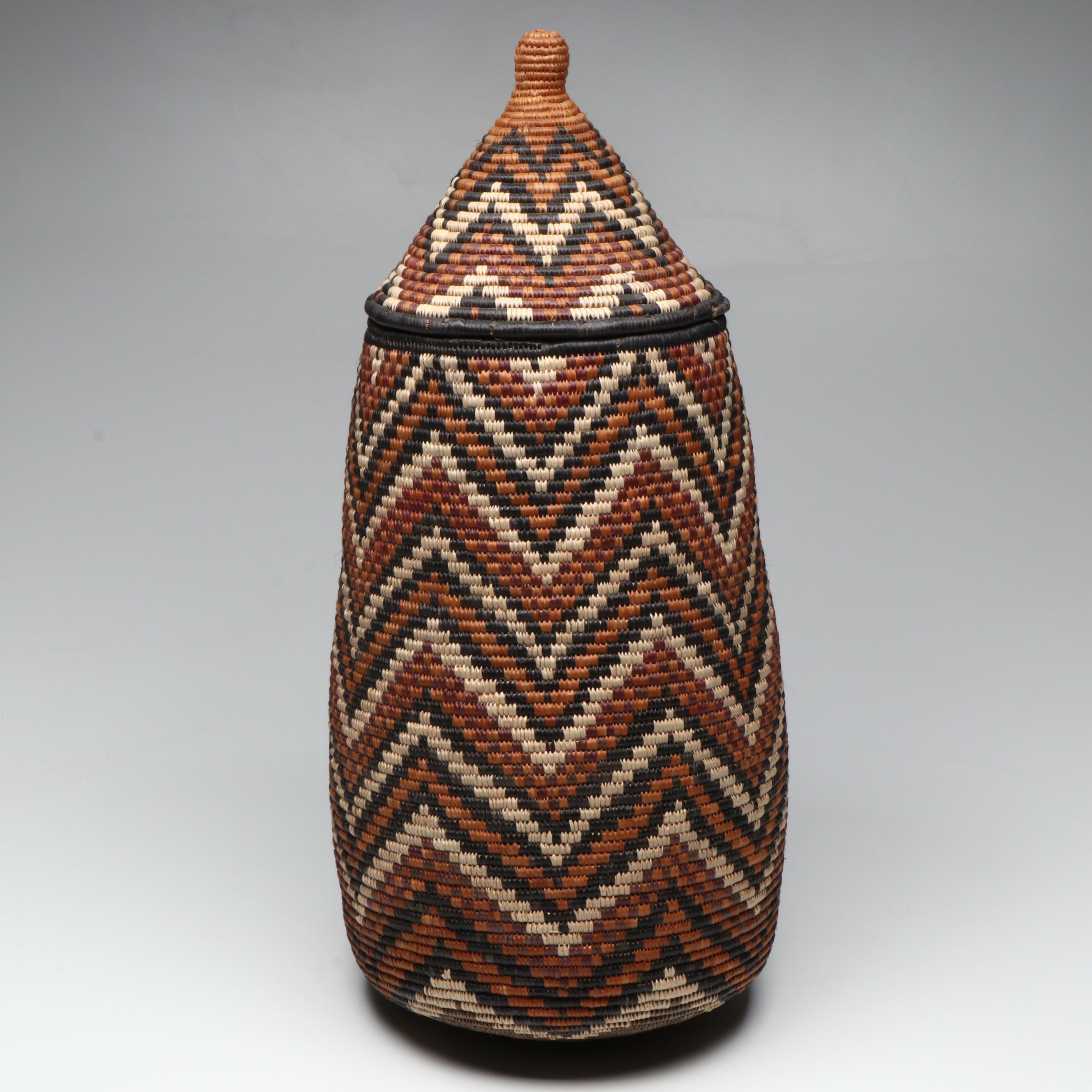 Phumelele Sithole Zulu Ilala Palm and Natural Dye Lidded Basket