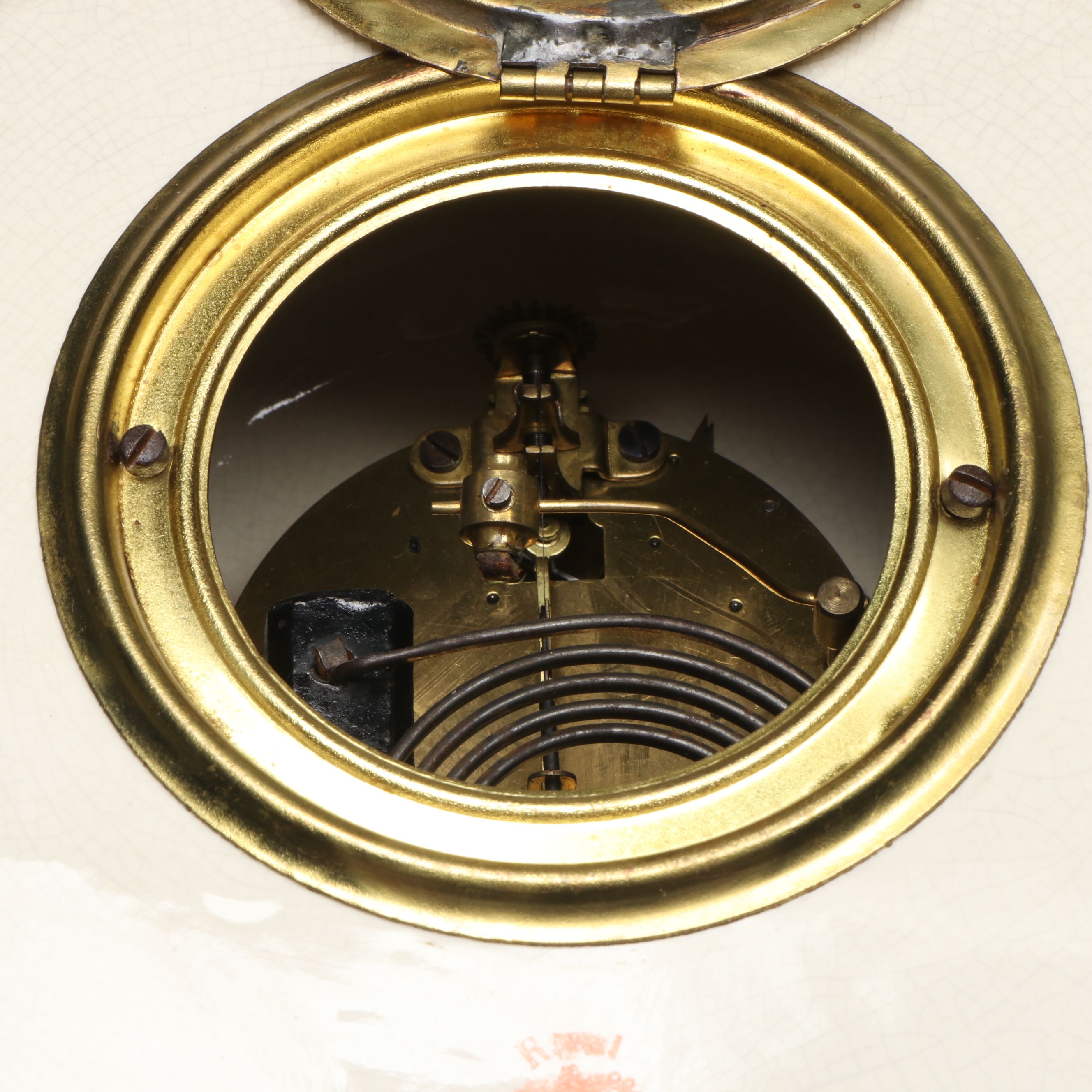 Ansonia Bonn "La Roda" Hand-Painted Porcelain Mantel Clock, Late 19th C.