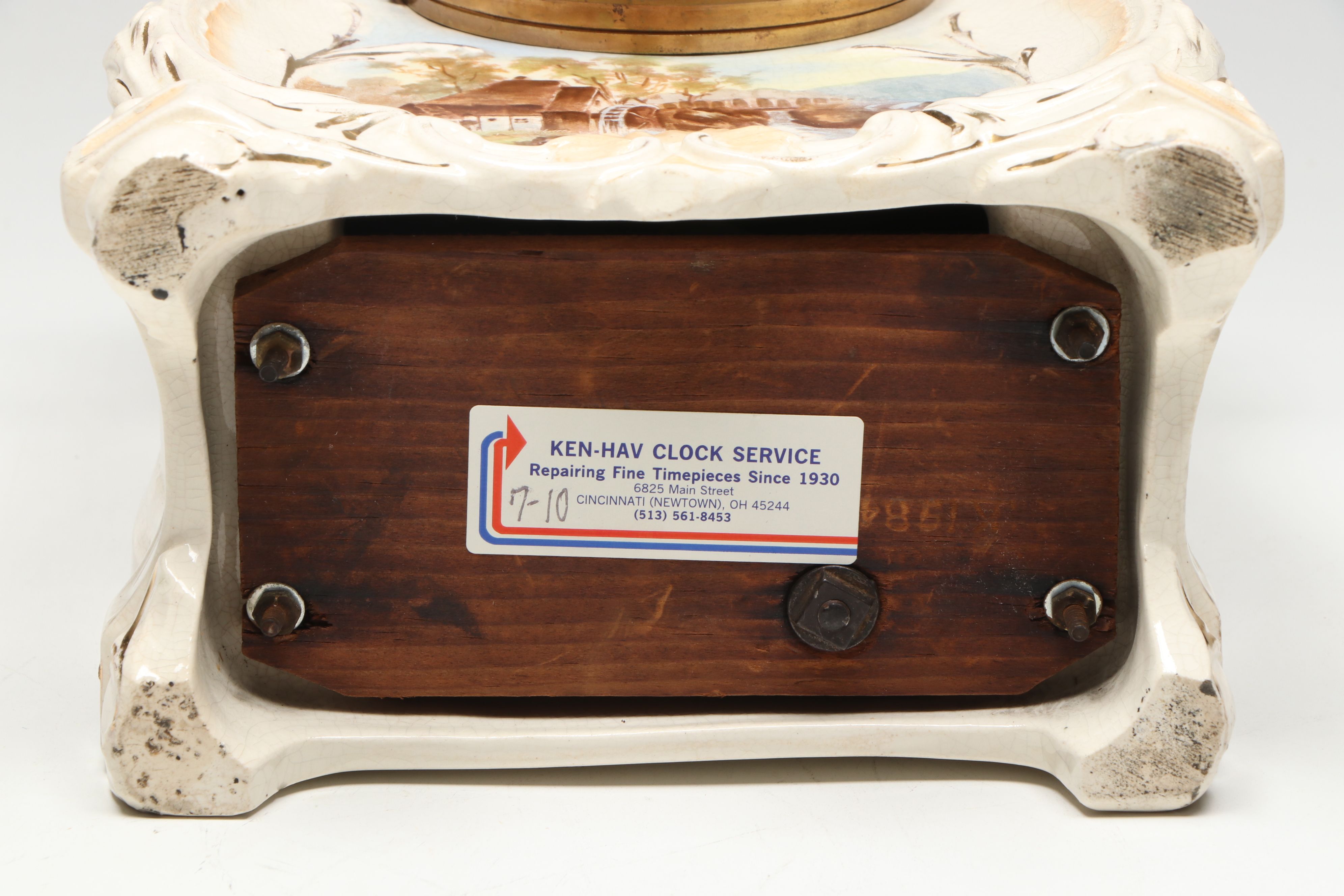 Ansonia Bonn "La Roda" Hand-Painted Porcelain Mantel Clock, Late 19th C.