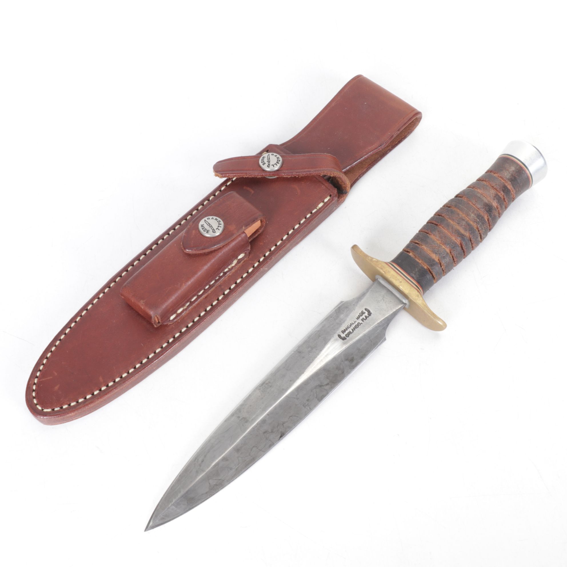 Randall Made 2-7 Fighting Stiletto Leather Handled Knife
