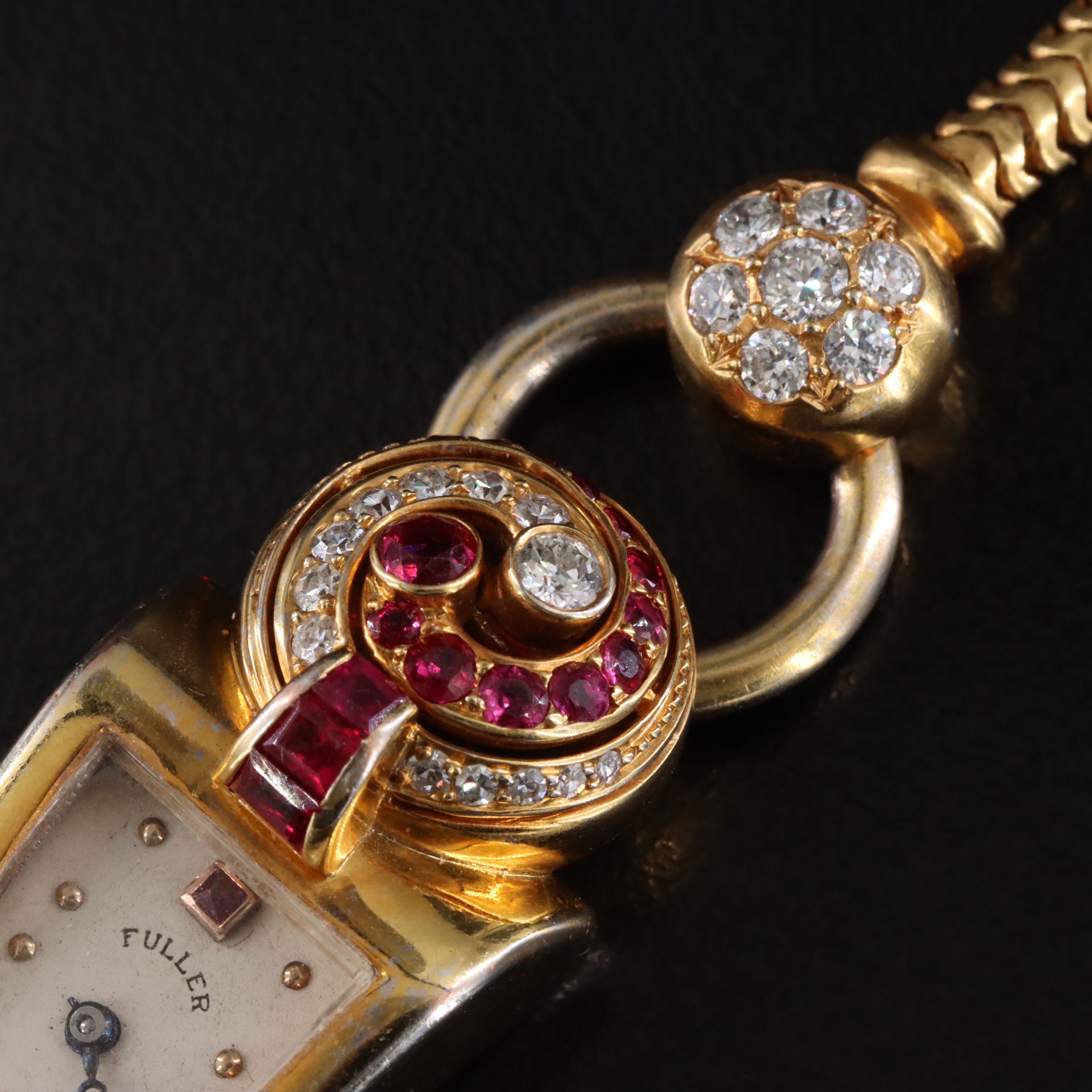 Vintage Art Deco 14K Ruby and Diamond Fuller Watch