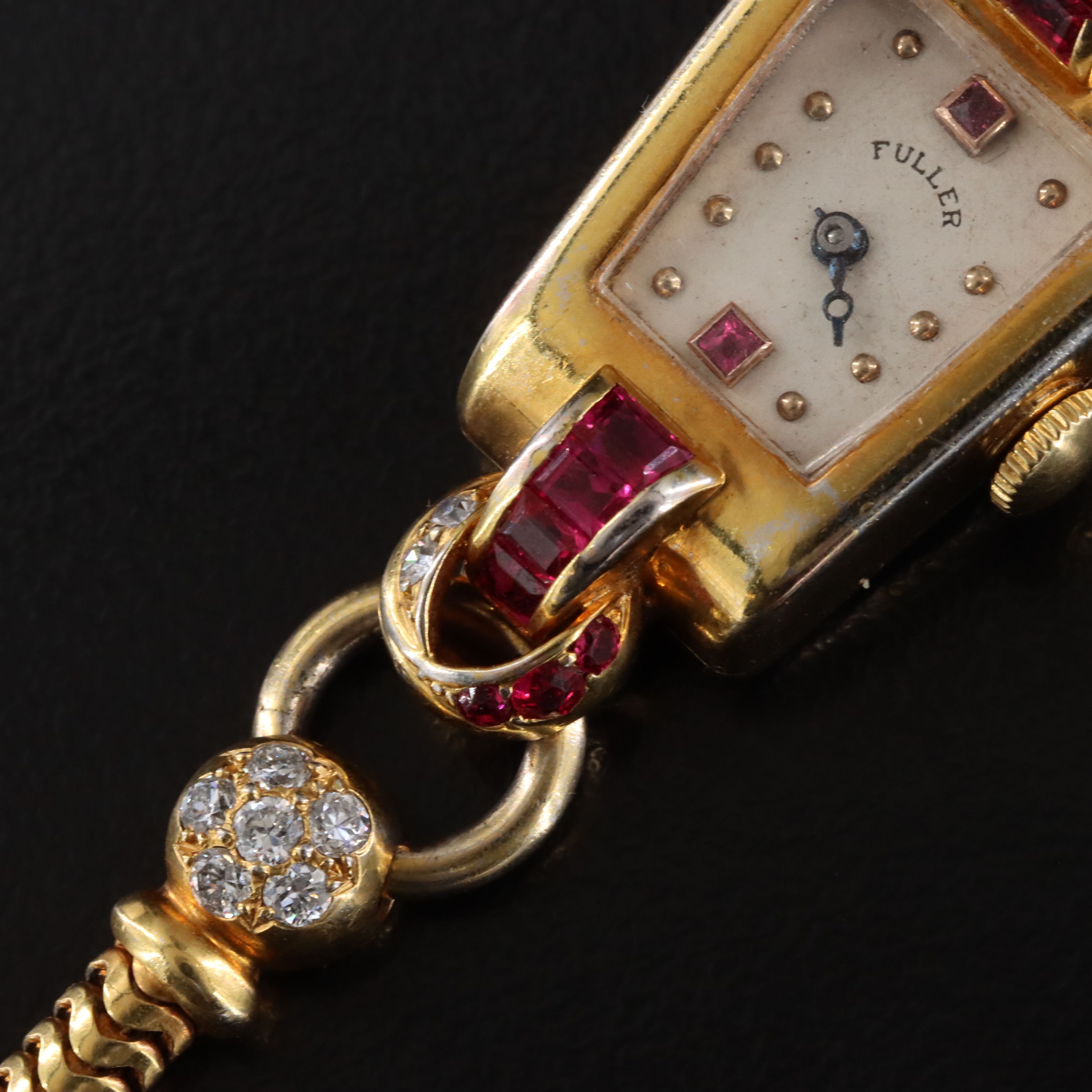 Vintage Art Deco 14K Ruby and Diamond Fuller Watch