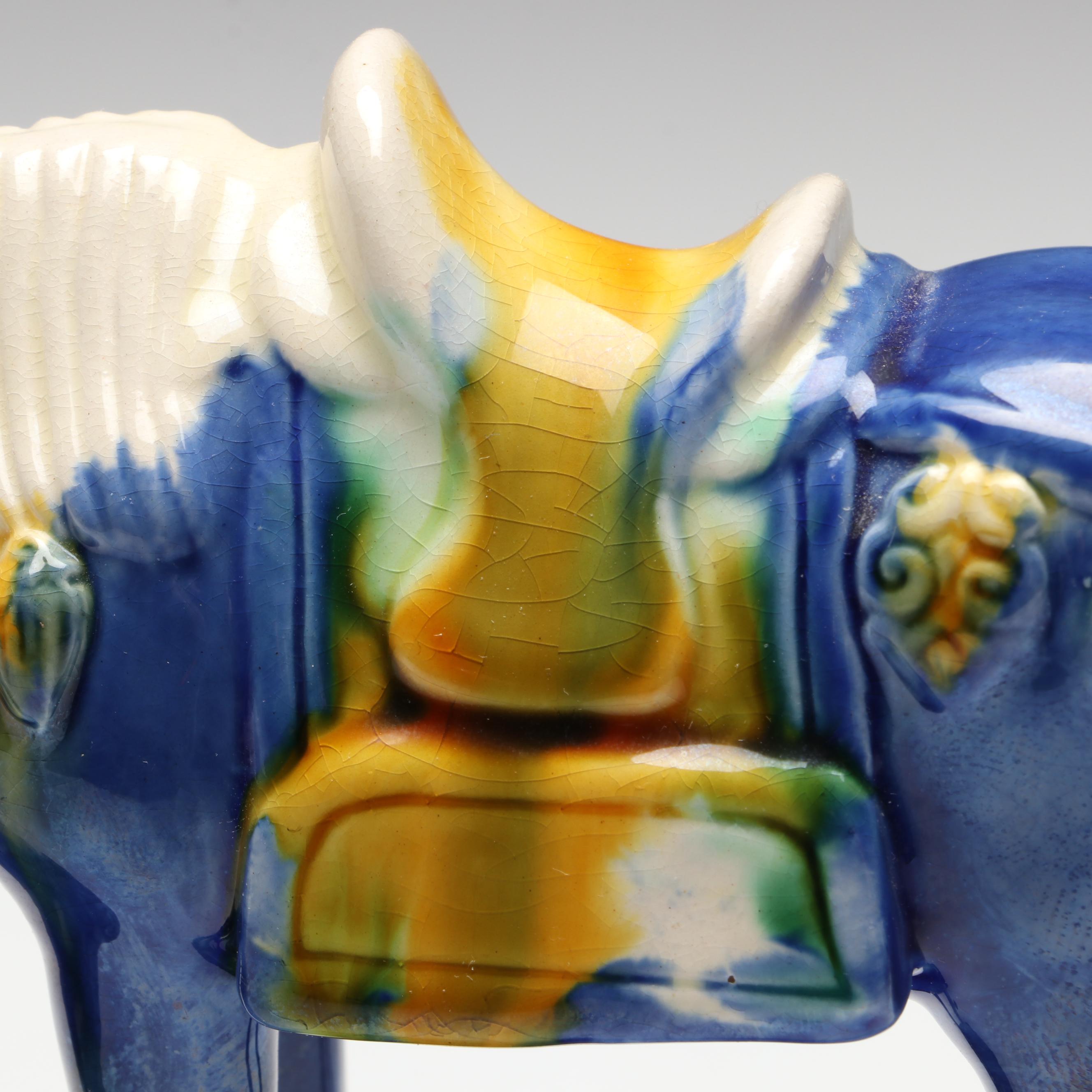 Chinese Tang Dynasty Style Sancai Glazed Ceramic Horse Figurine