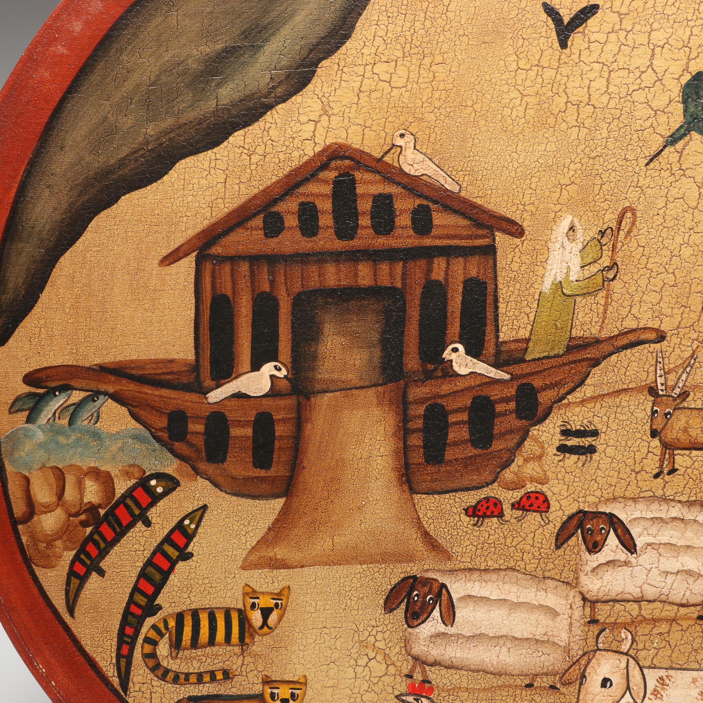 Kay Cloud Hand-Painted " Noah's Ark" Folk Art Box with Primitive Style Décor