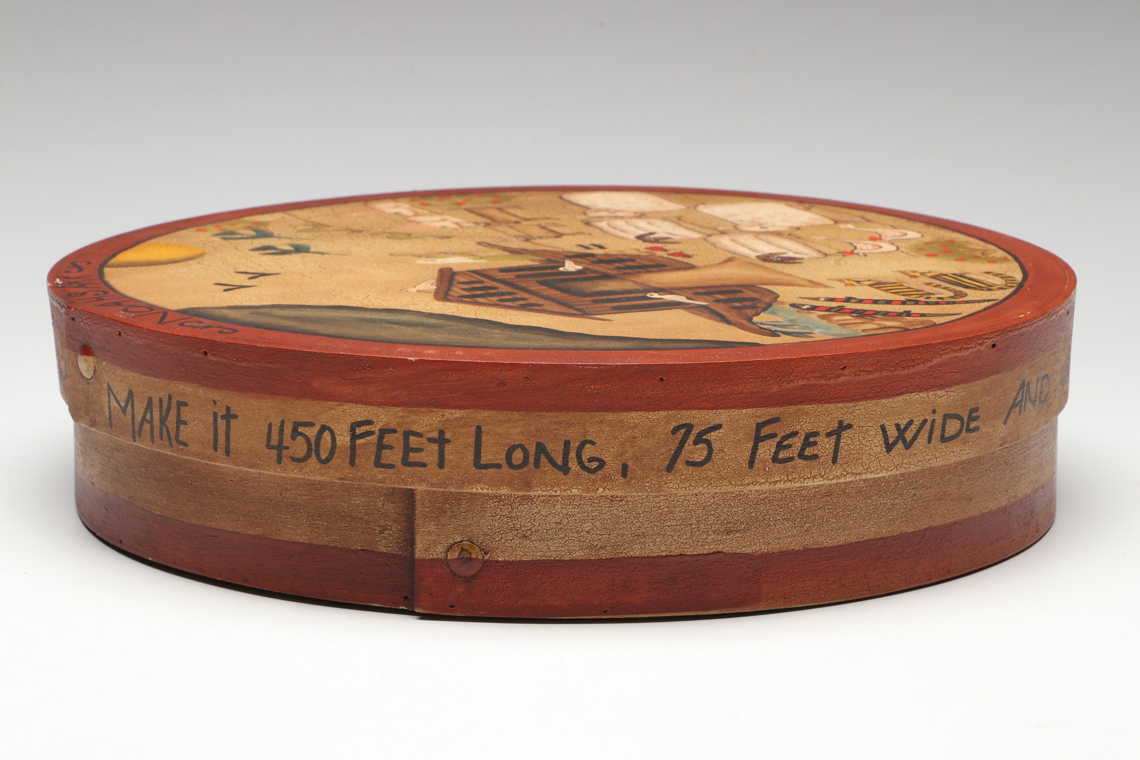 Kay Cloud Hand-Painted " Noah's Ark" Folk Art Box with Primitive Style Décor