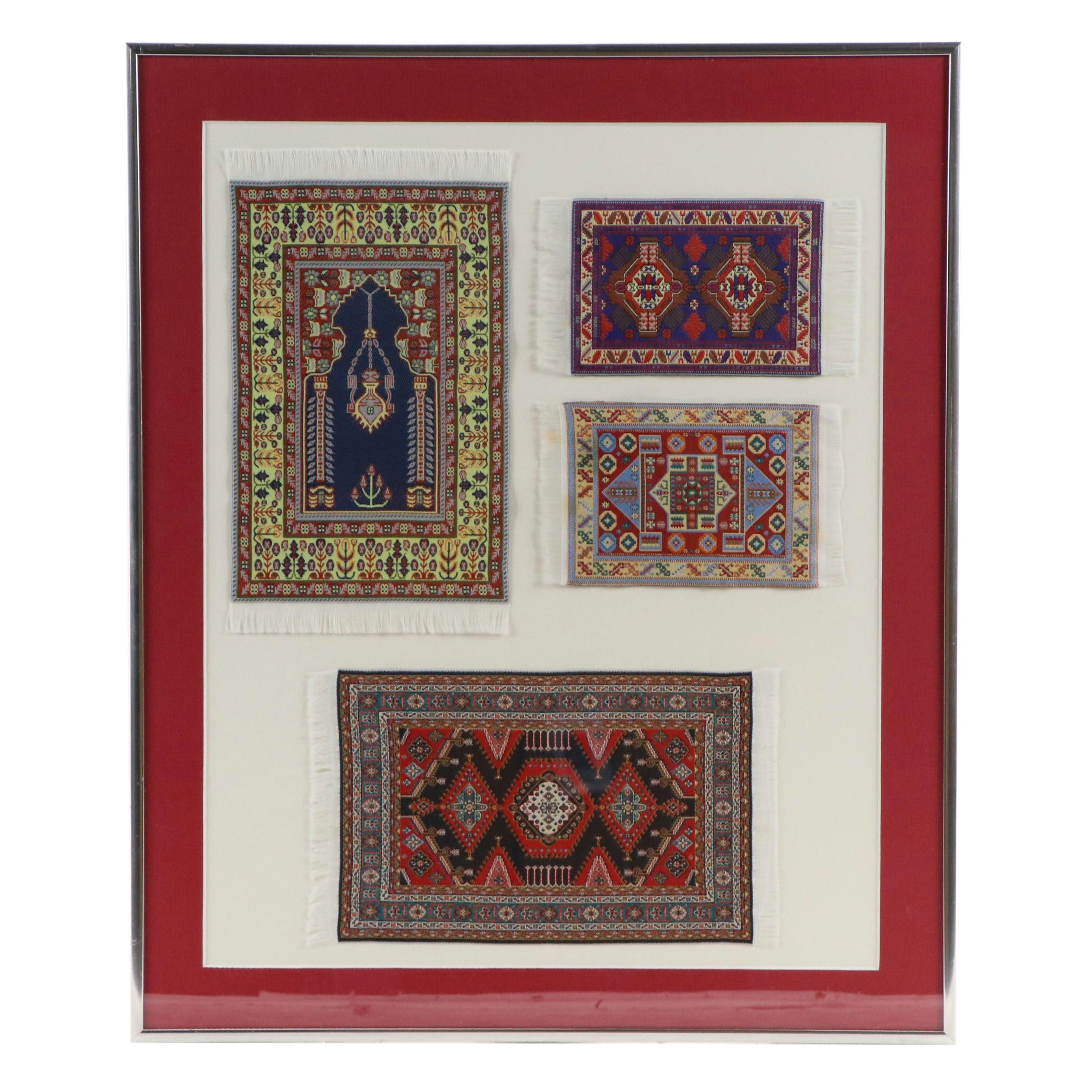 Miniature Handwoven Geometric Wool Turkish Rugs and Carpets
