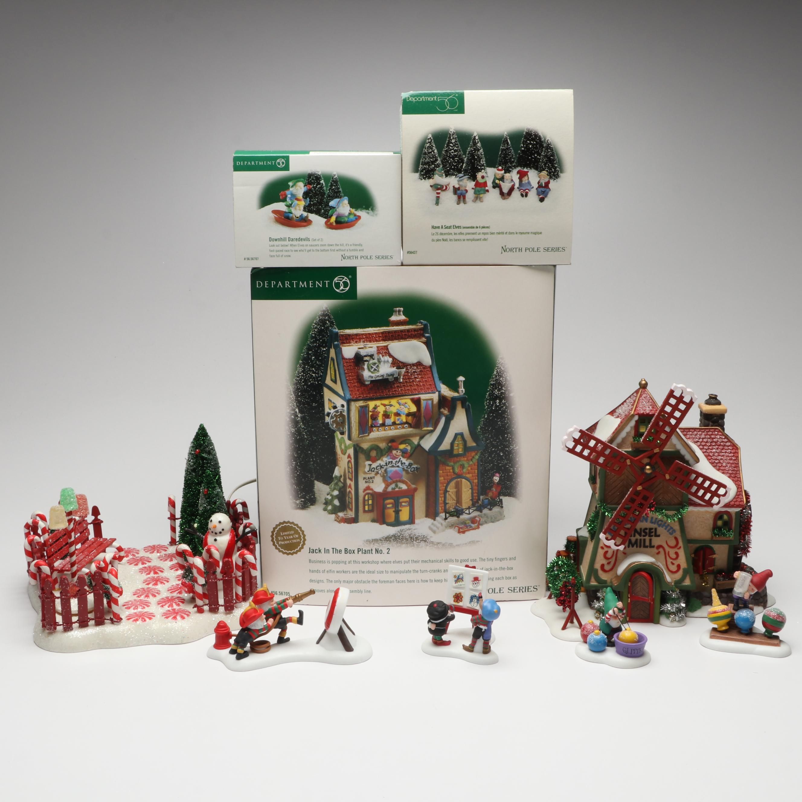 Department 56 "Northern Lights Tinsel Mill" with More North Pole Series Sets