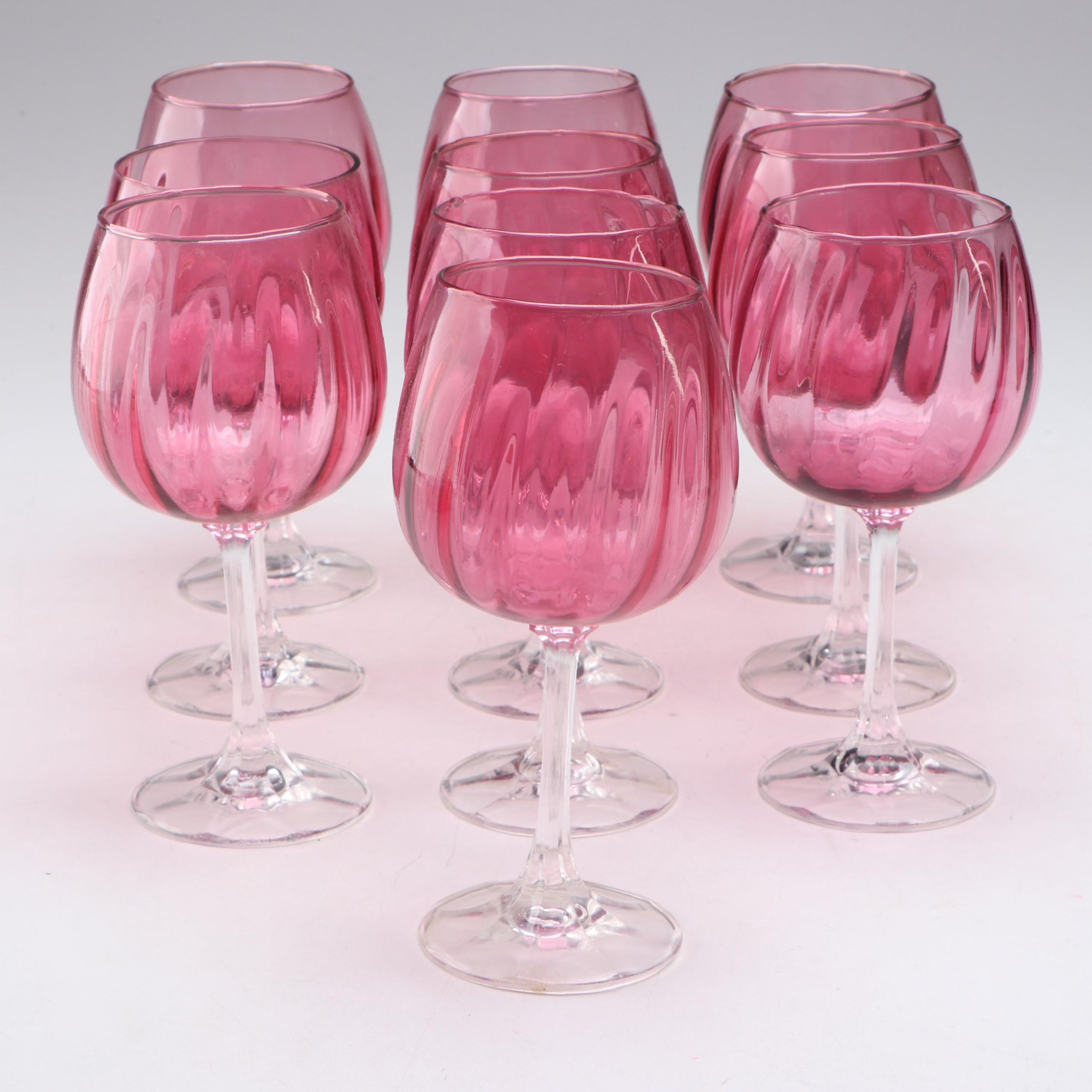 Cranberry Fluted Wine Glasses