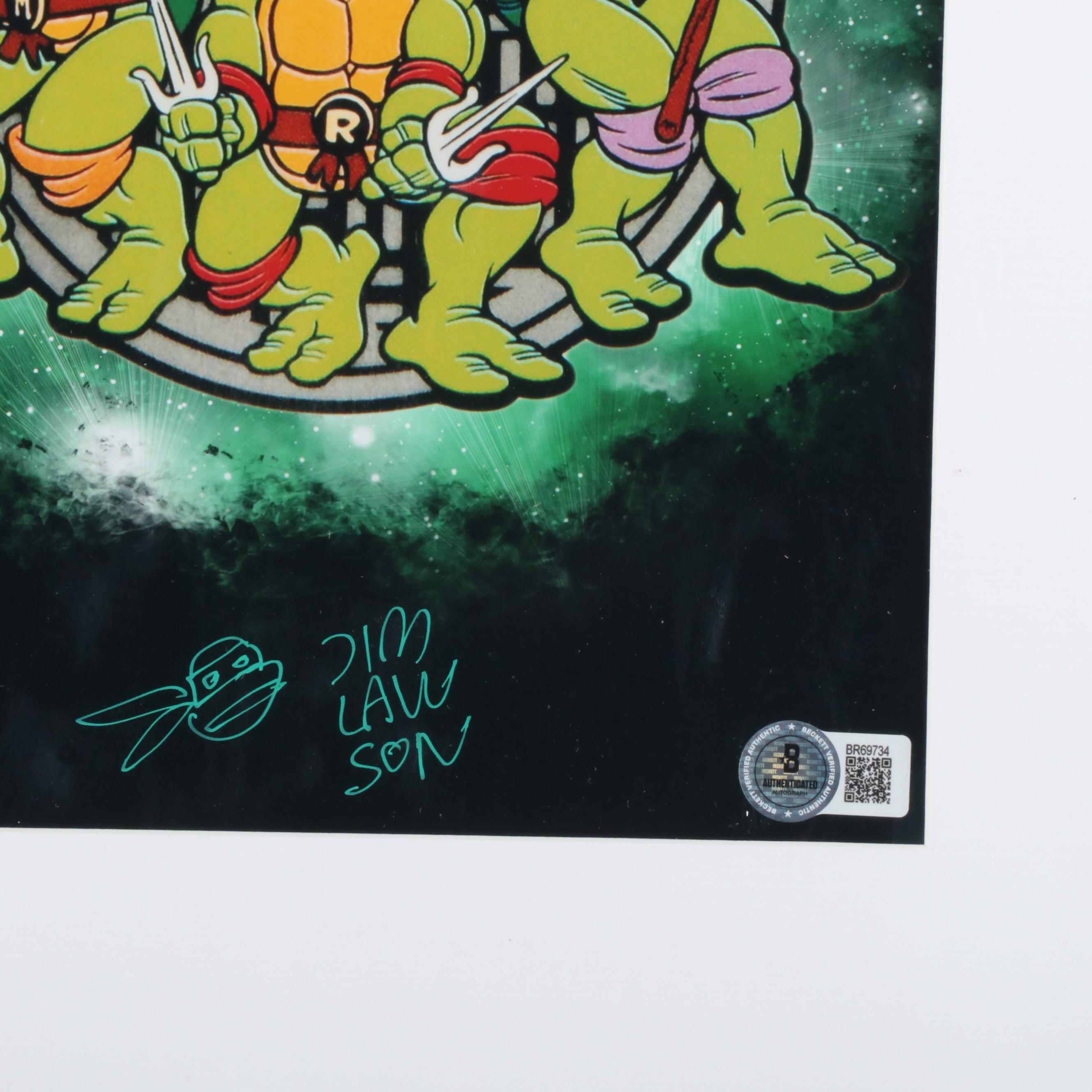 Jim Lawson Signed “Teenage Mutant Ninja Turtles” Print in Matted Frame, Beckett