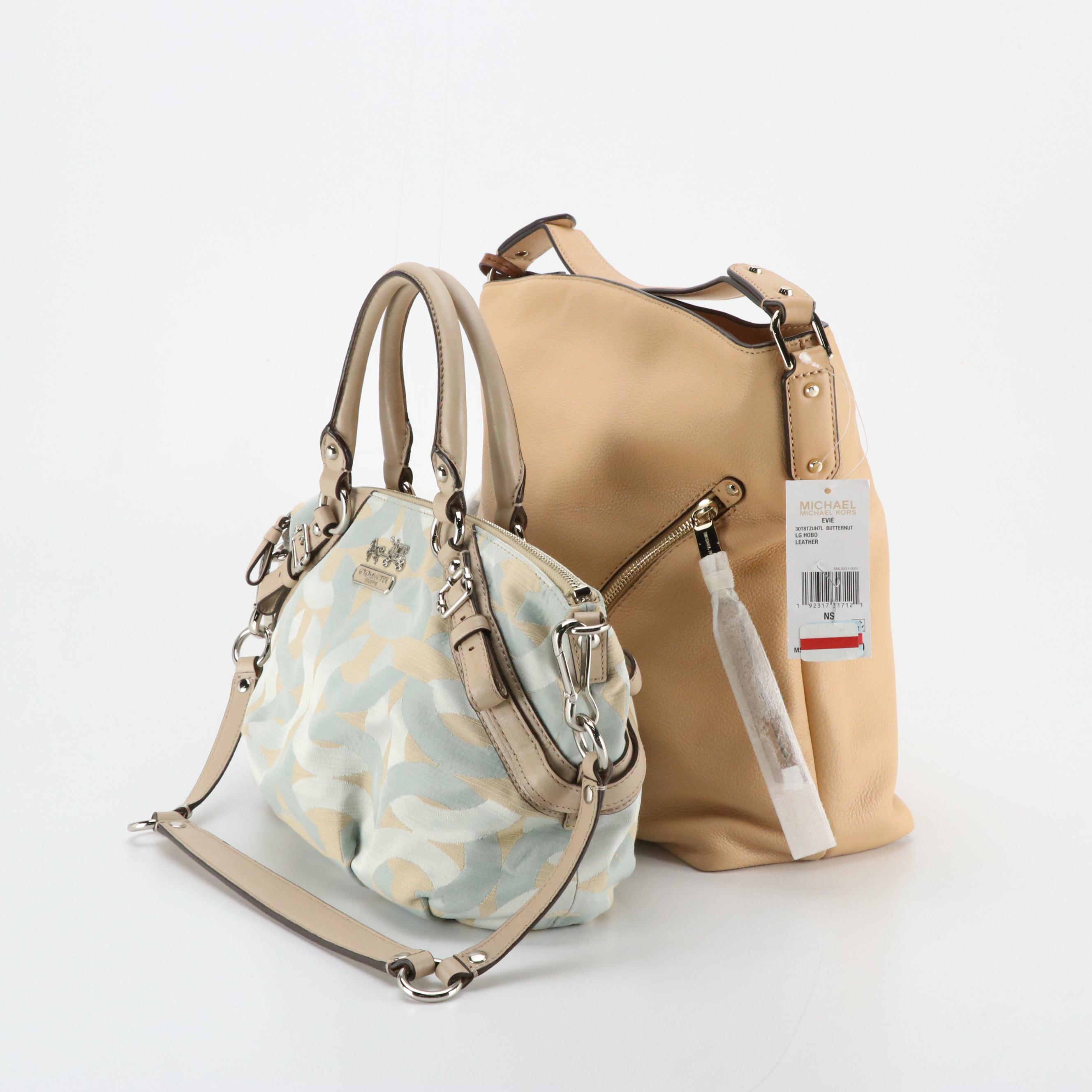 Michael Kors Evie Leather Hobo Shoulder Bag & Coach Madison Shantung Sophia Bag