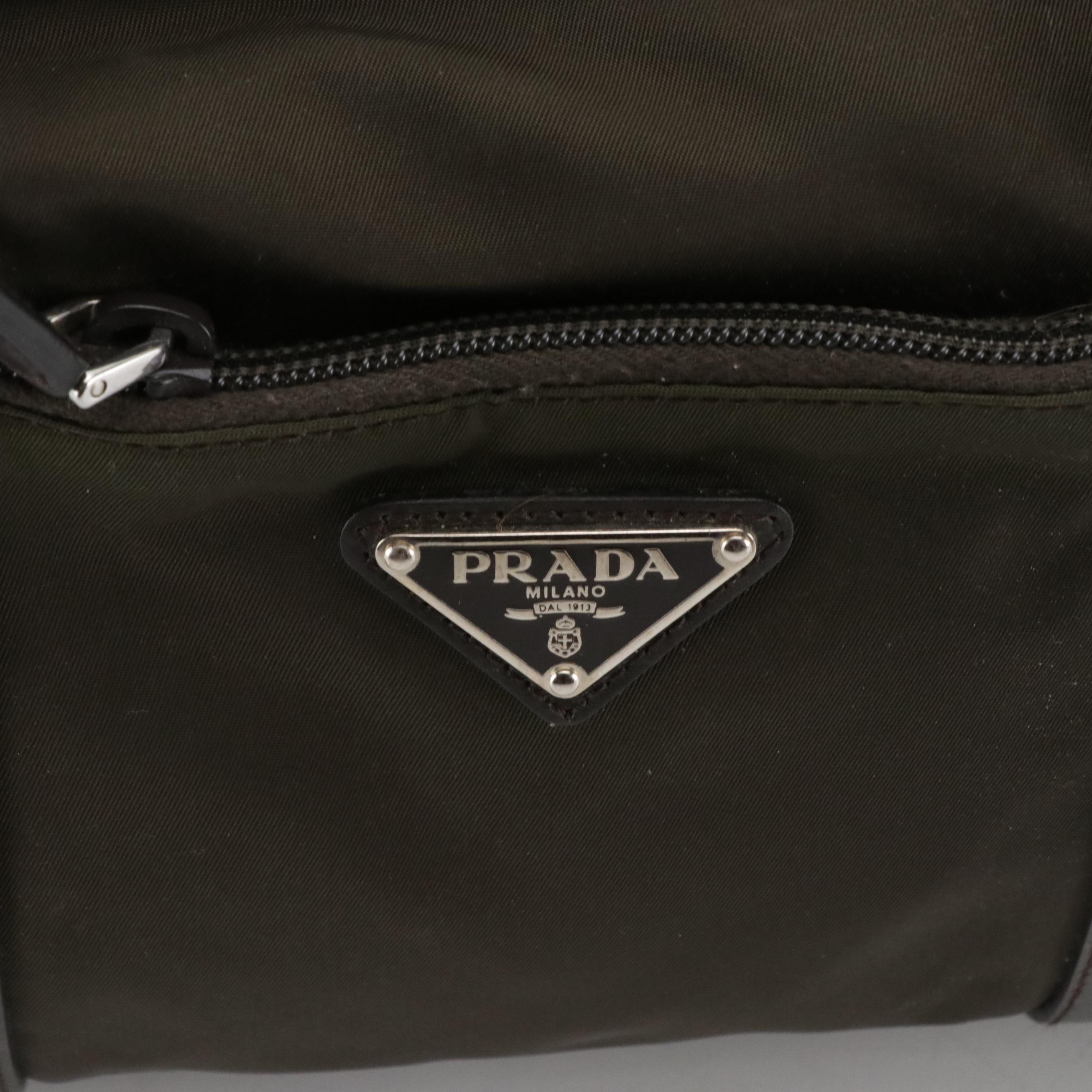 Prada Handbag in Tessuto Nylon and Brown Leather