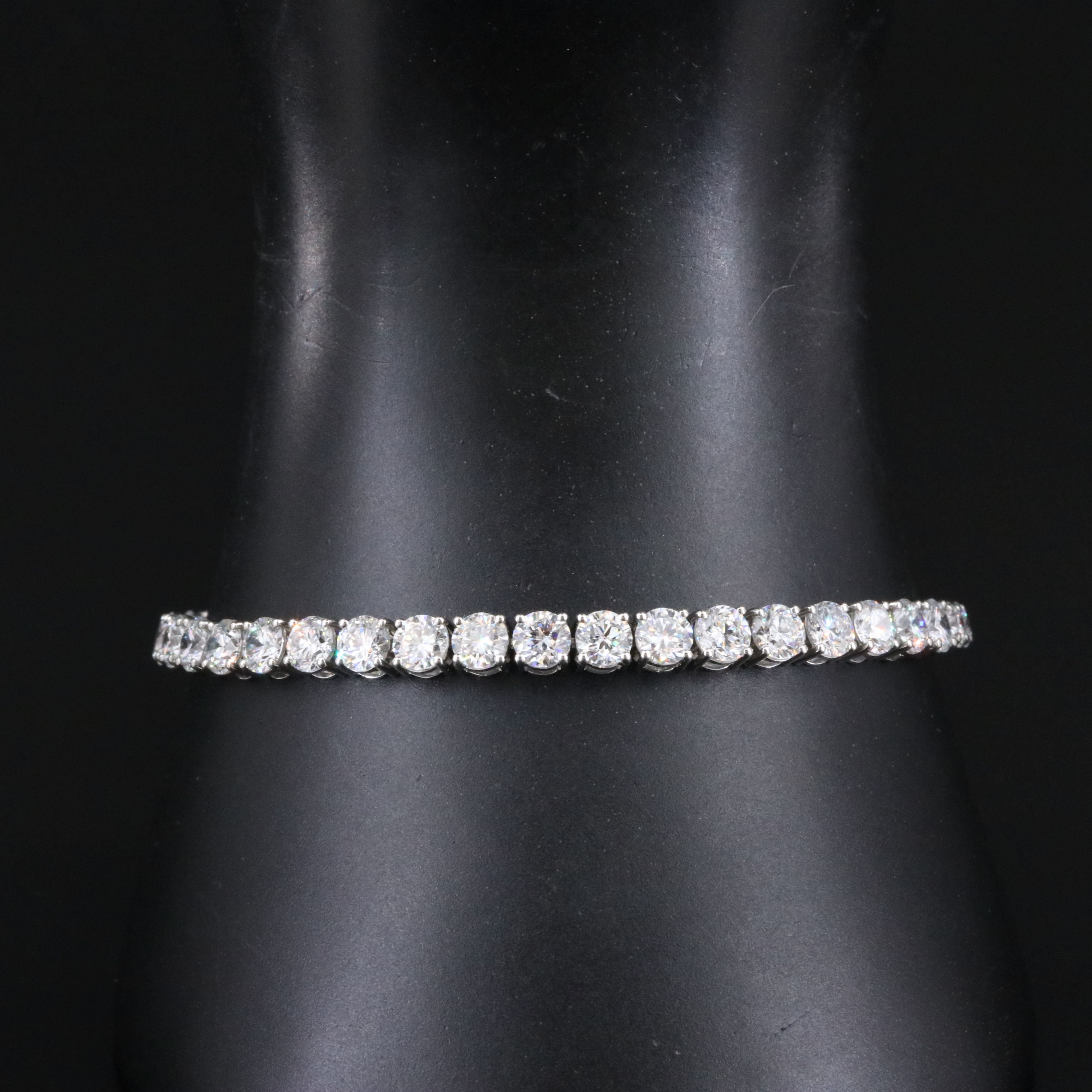 Platinum 9.16 CTW Lab Grown Diamond Graduated Line Bracelet