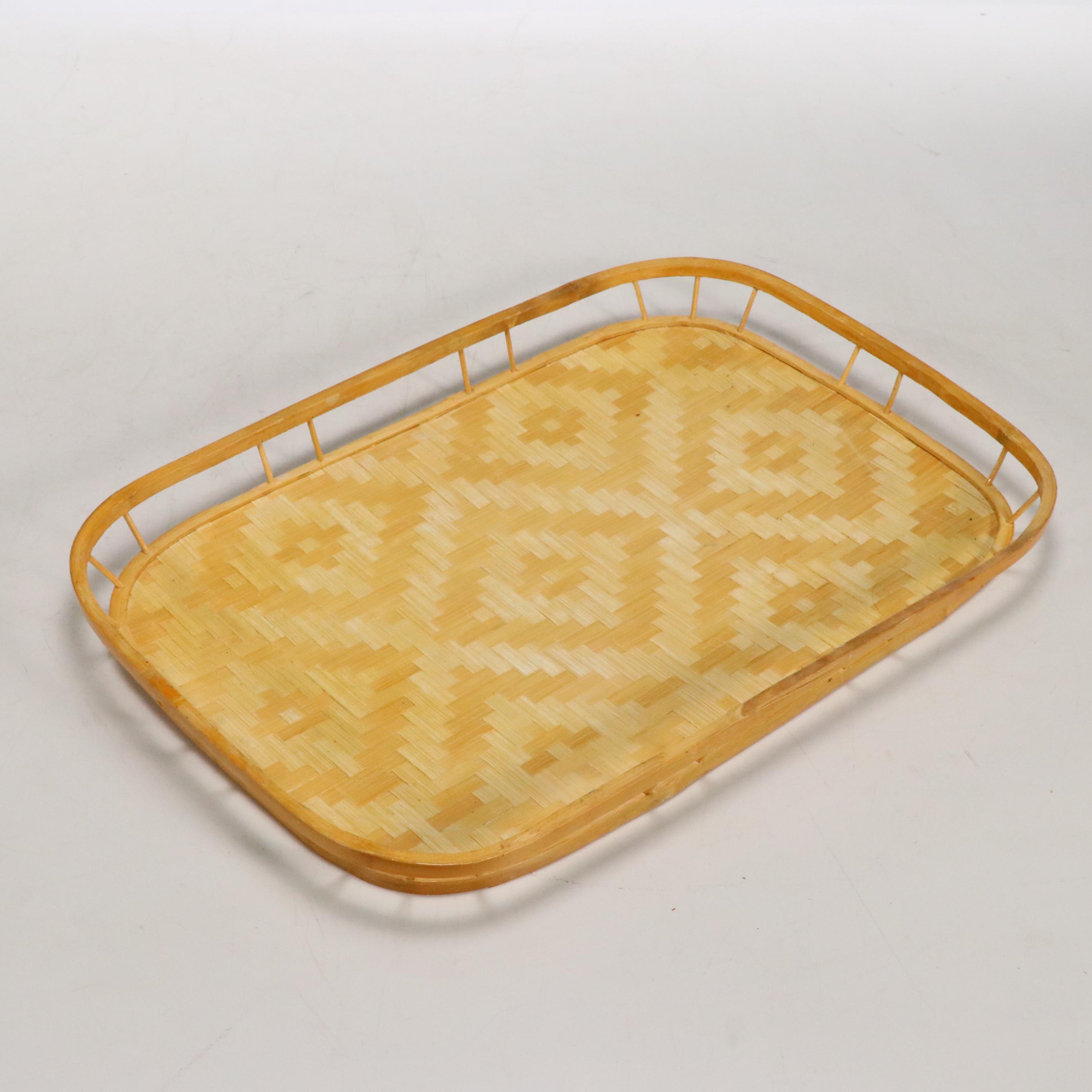 Large Group of Vintage Bamboo Trays, 1970s