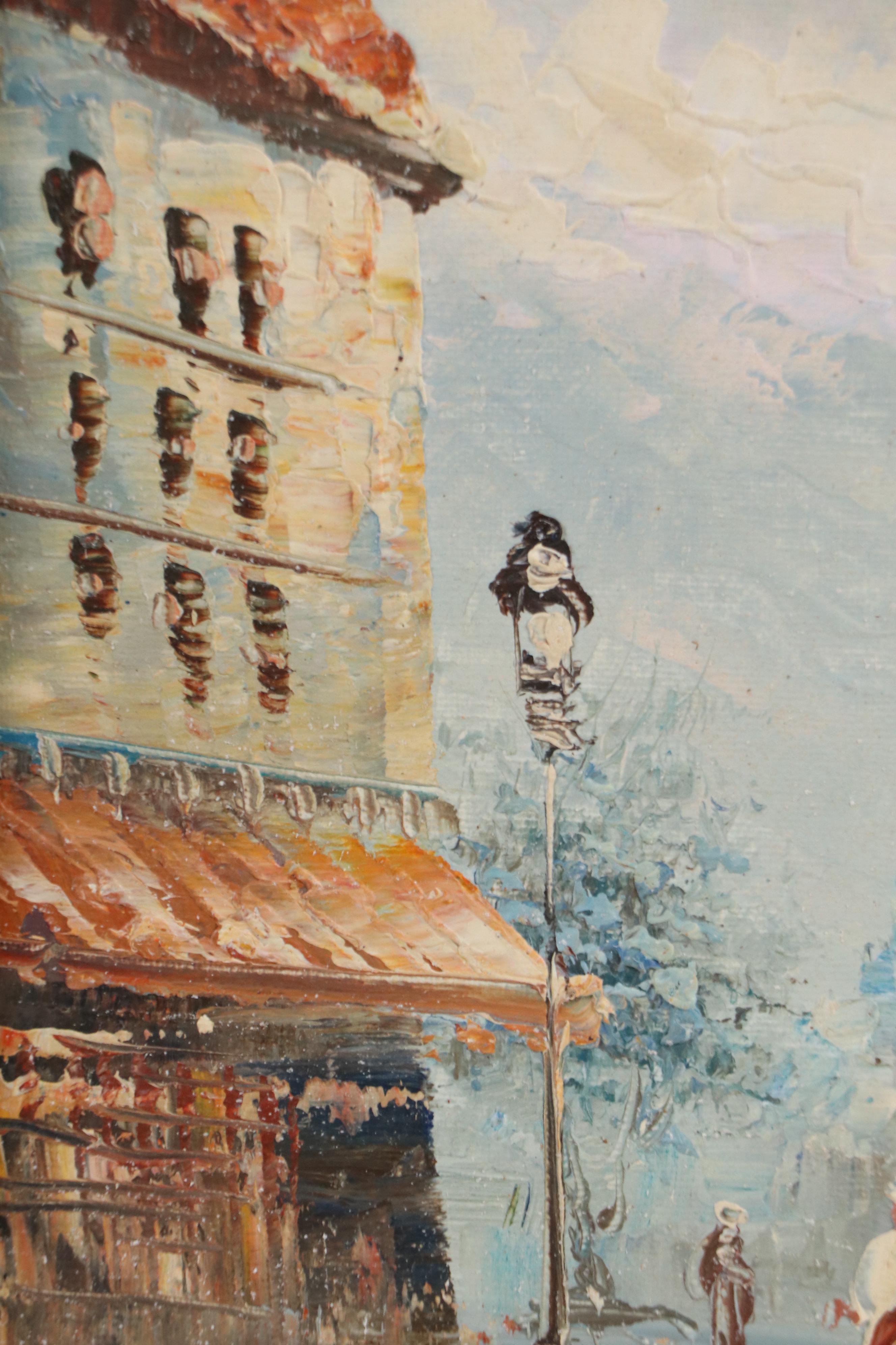 Caroline Burnett Impressionistic Oil Painting of Street Scene, 20th Century