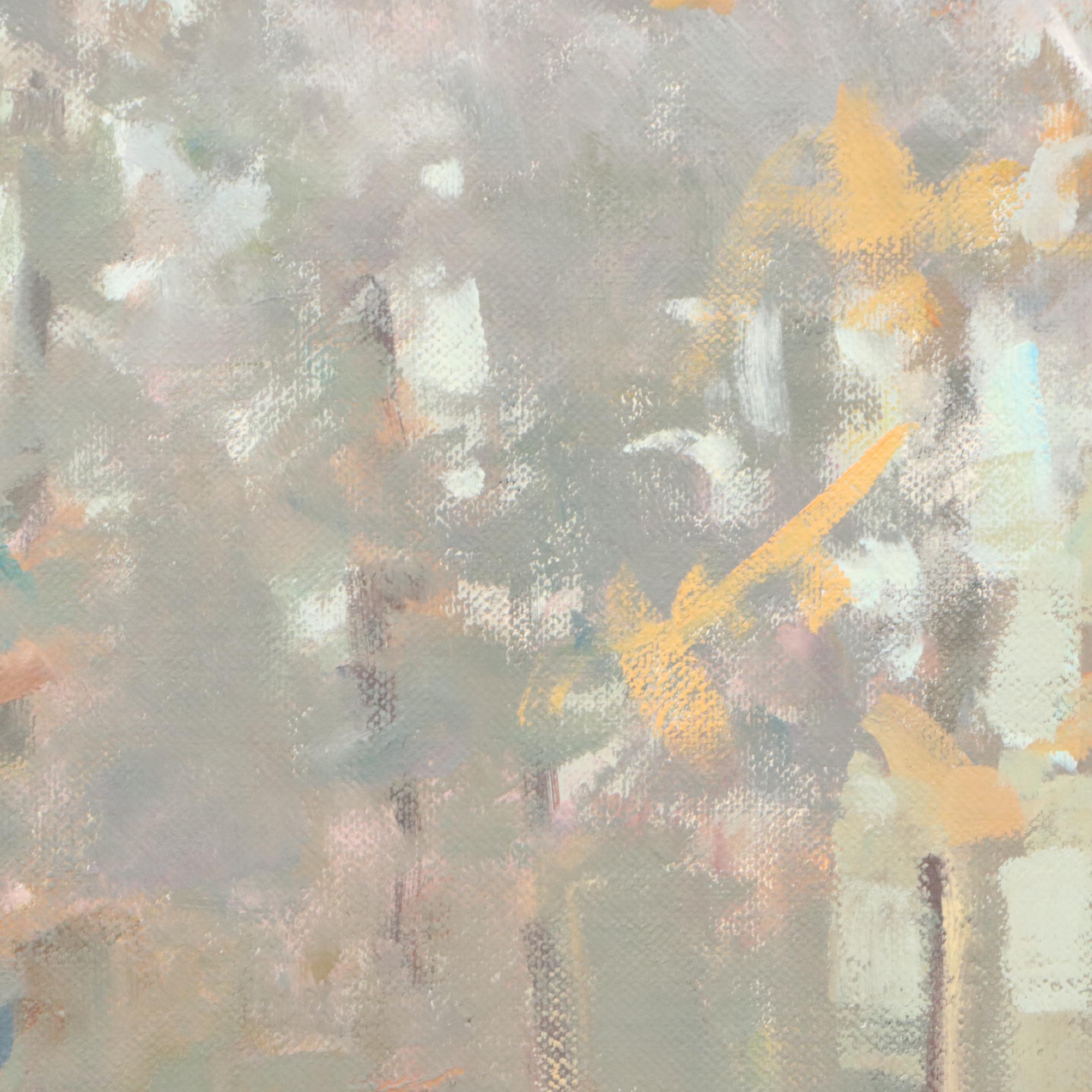 Lawrence Rudolech Landscape Oil Painting "Haybales at Dusk," 21st Century