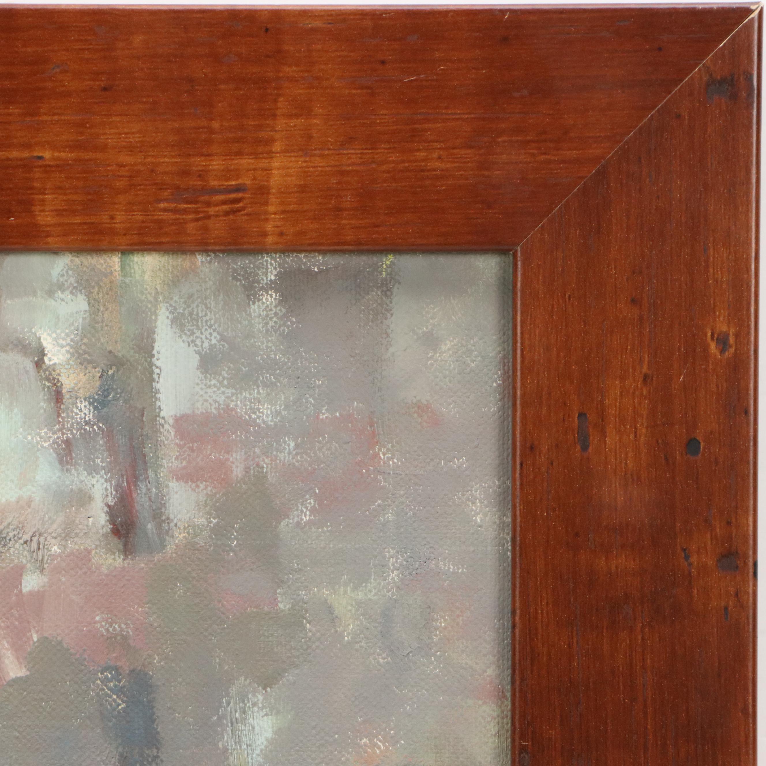 Lawrence Rudolech Landscape Oil Painting "Haybales at Dusk," 21st Century