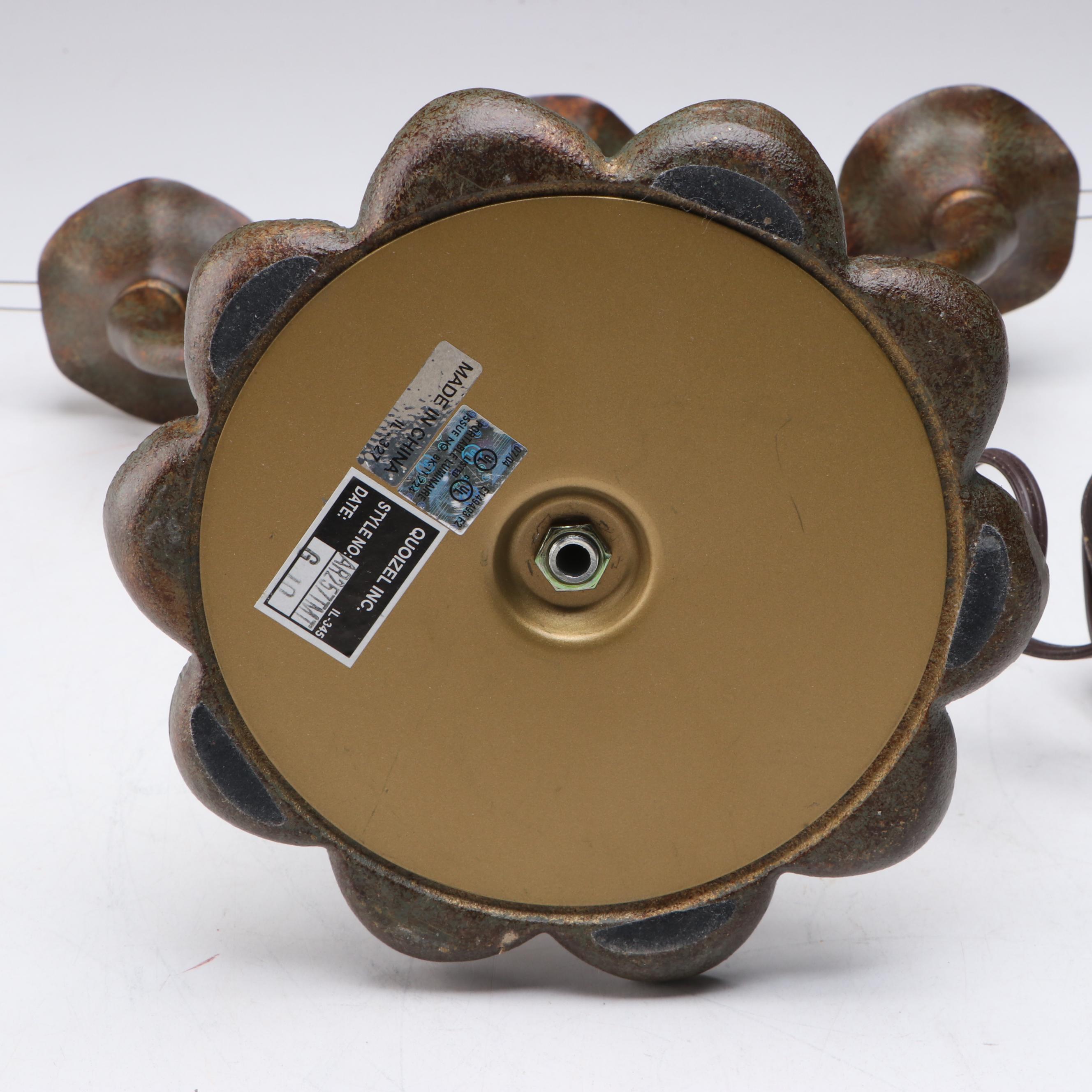 Quoizel Art Nouveau Style Table Lamp with Todd Phillips Iridescent Glass Shades