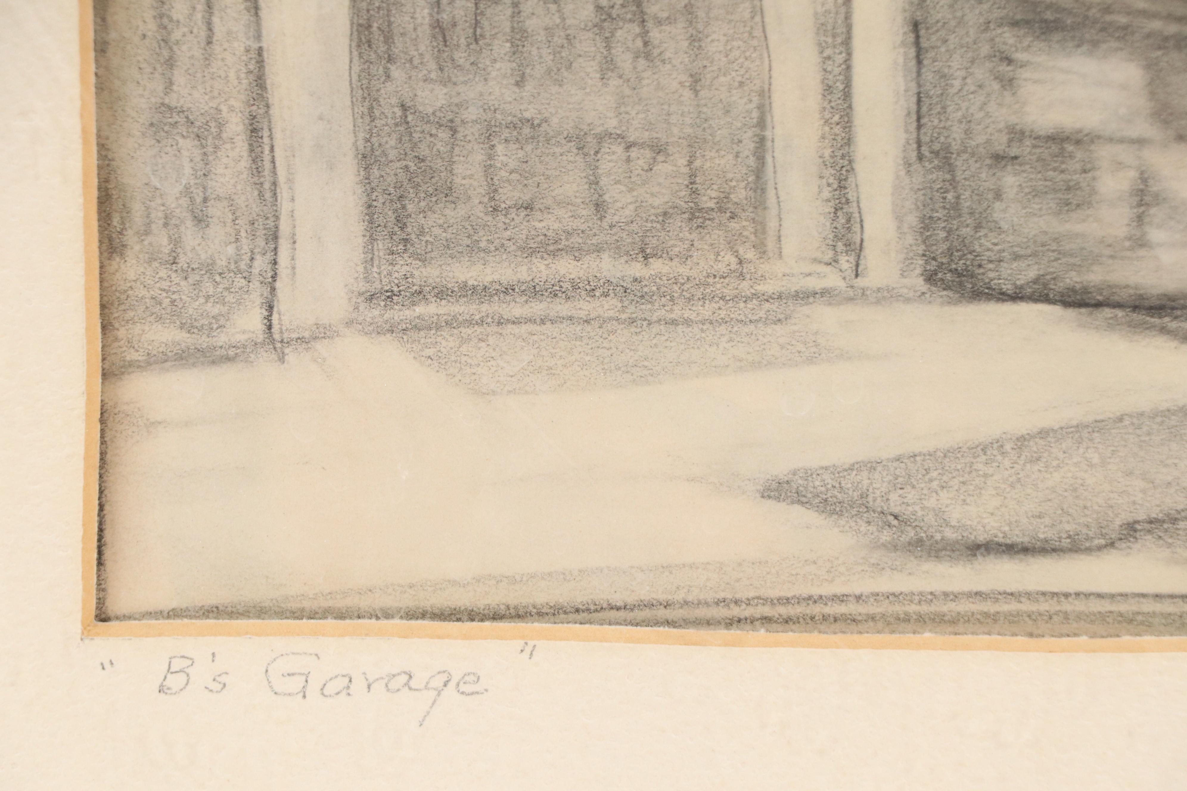 Lela Cooney Graphite Drawing "B's Garage," 1955