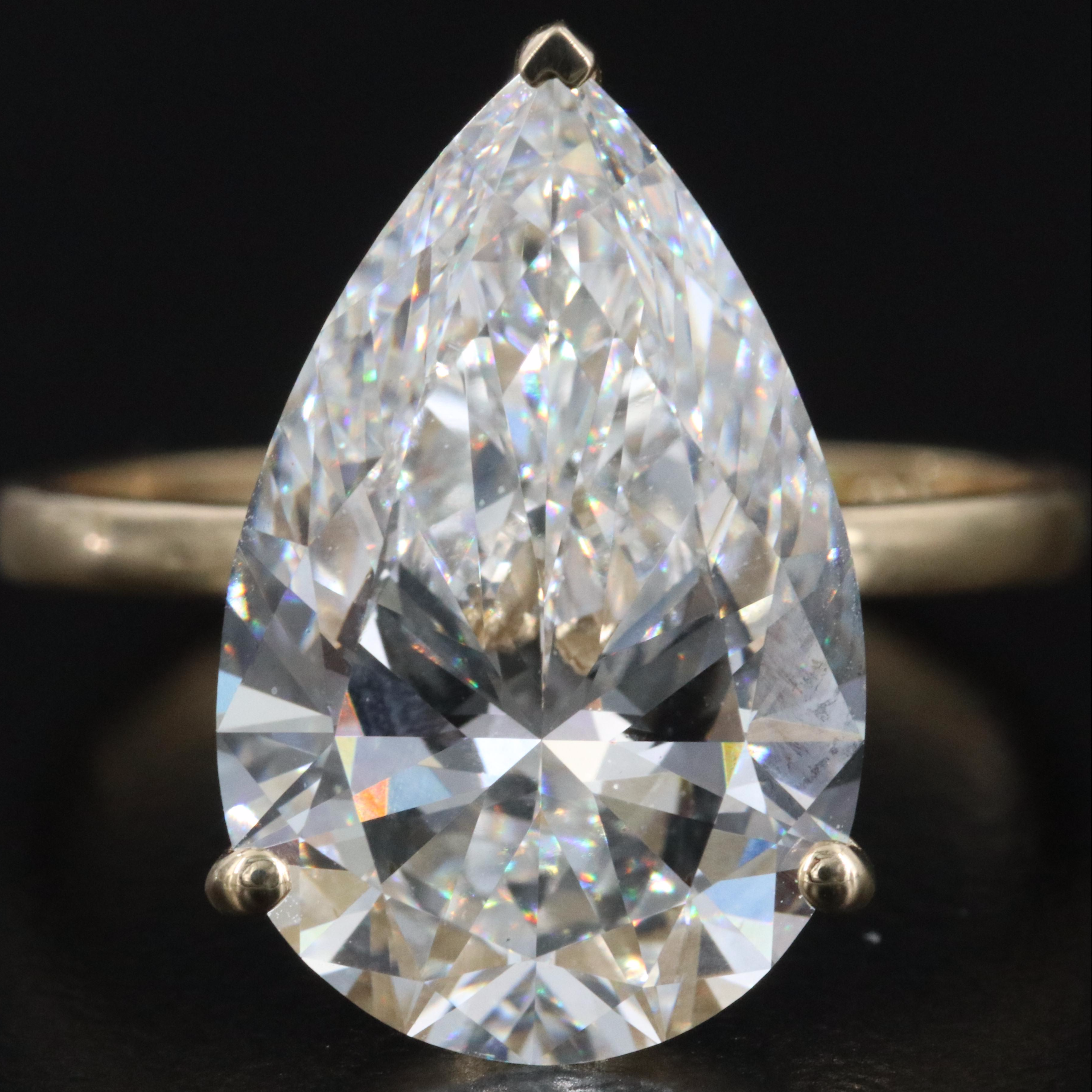 14K 7.63 CT Lab Grown Diamond Solitaire Ring with IGI Report