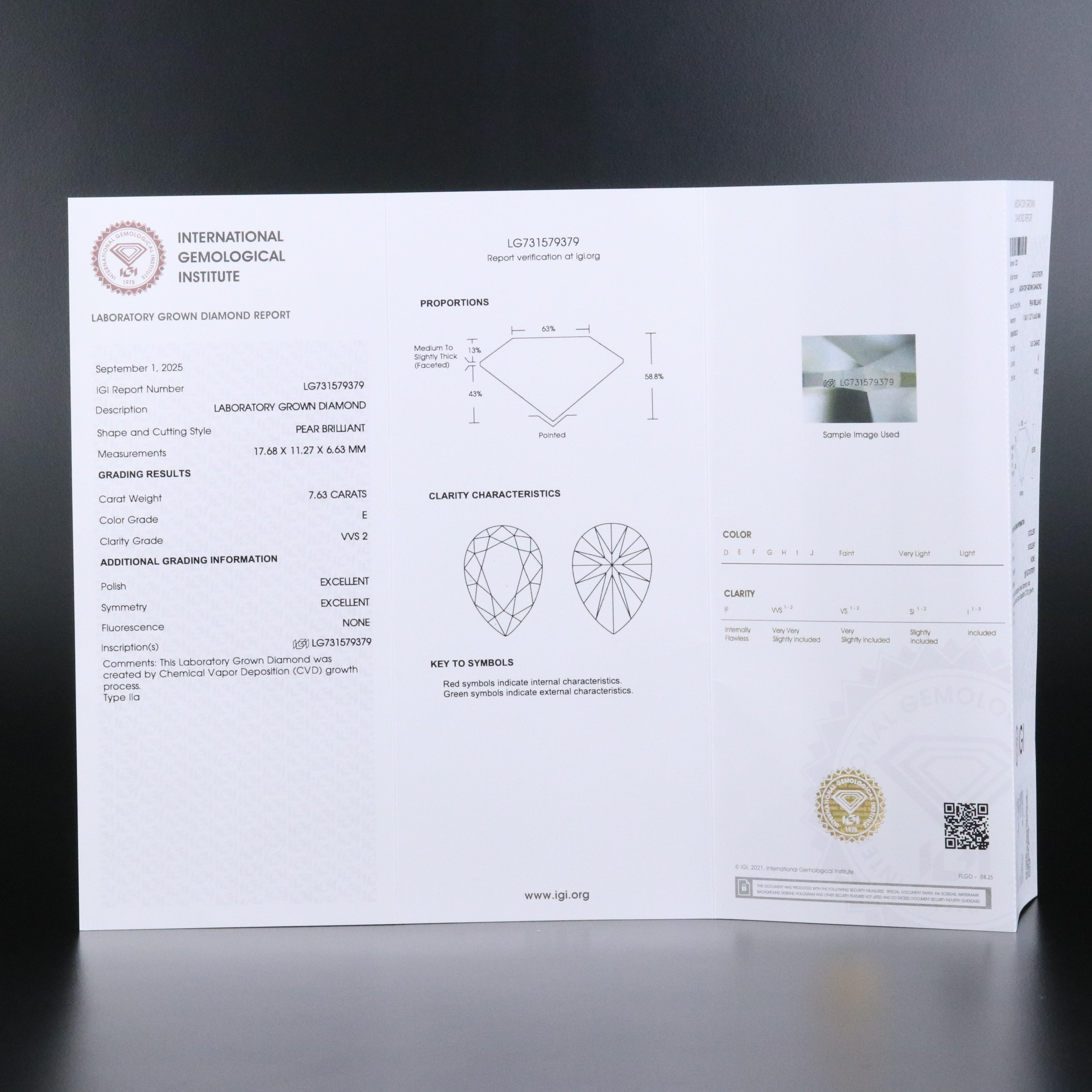14K 7.63 CT Lab Grown Diamond Solitaire Ring with IGI Report