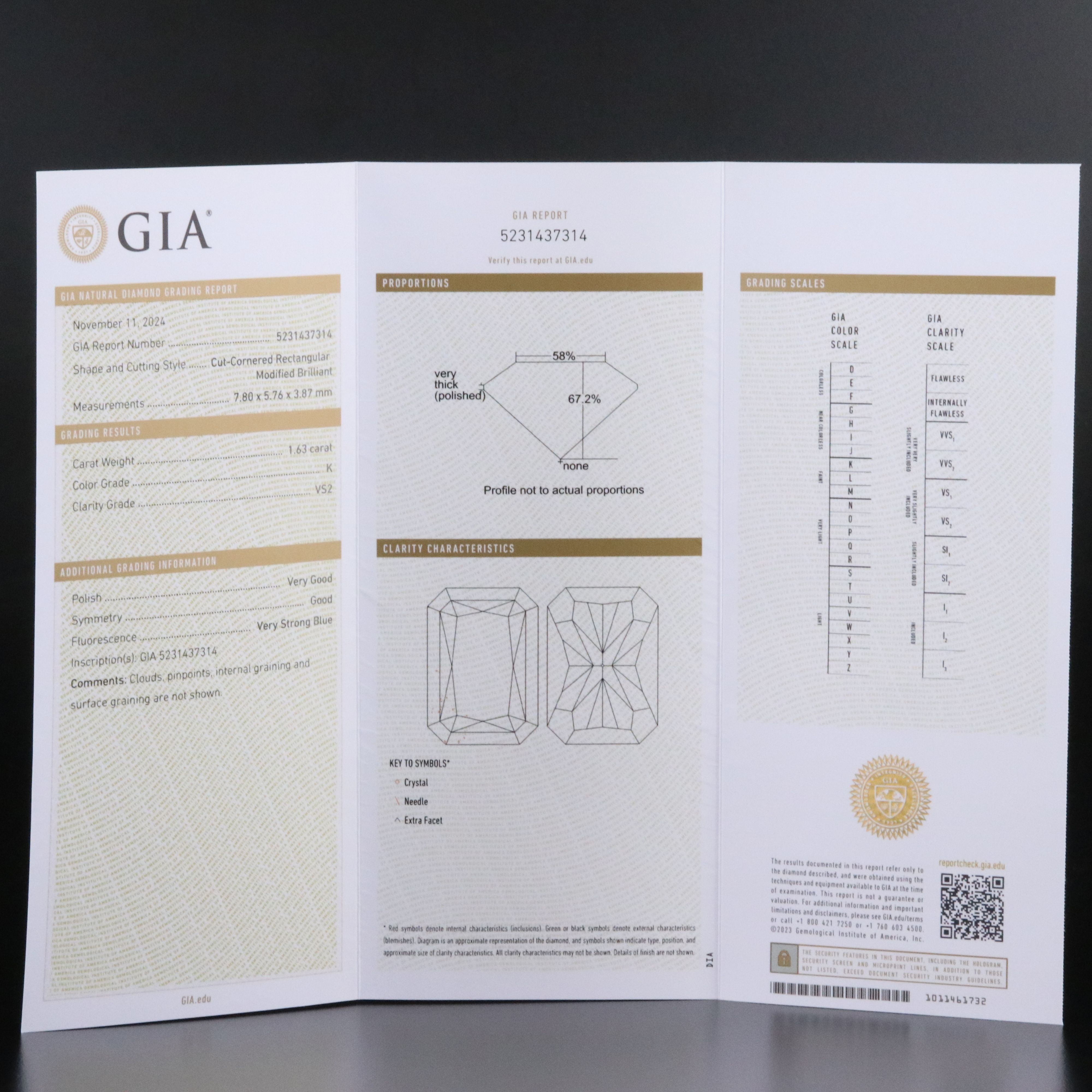 Loose 1.63 CT Diamond with GIA Report
