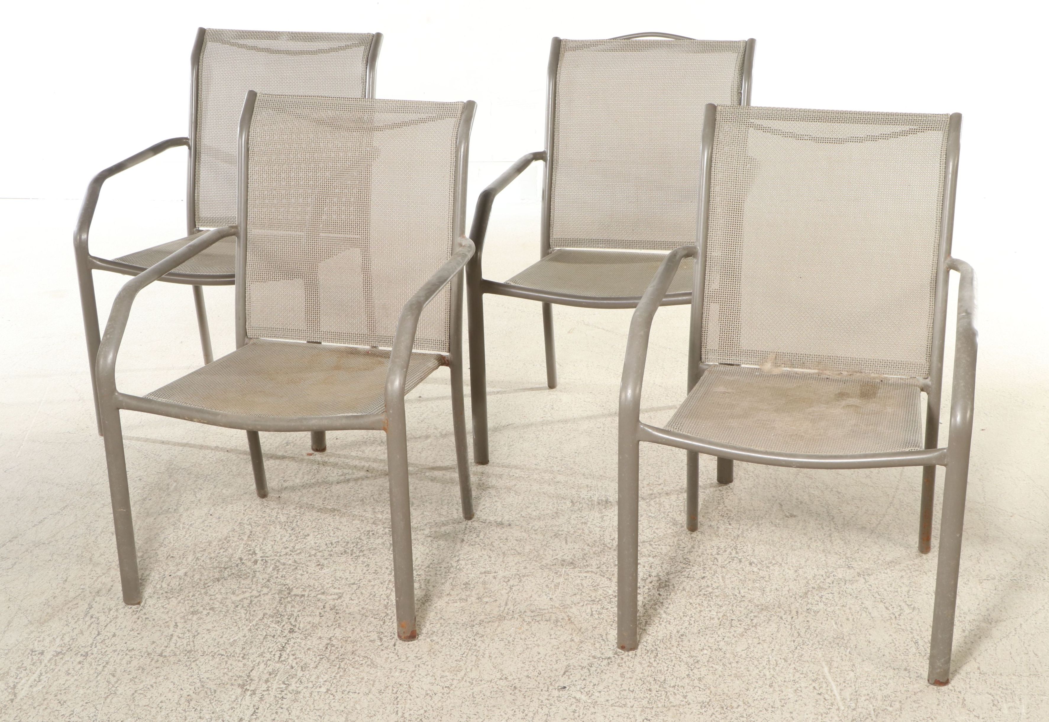 Four Aluminum Framed Patio Armchairs