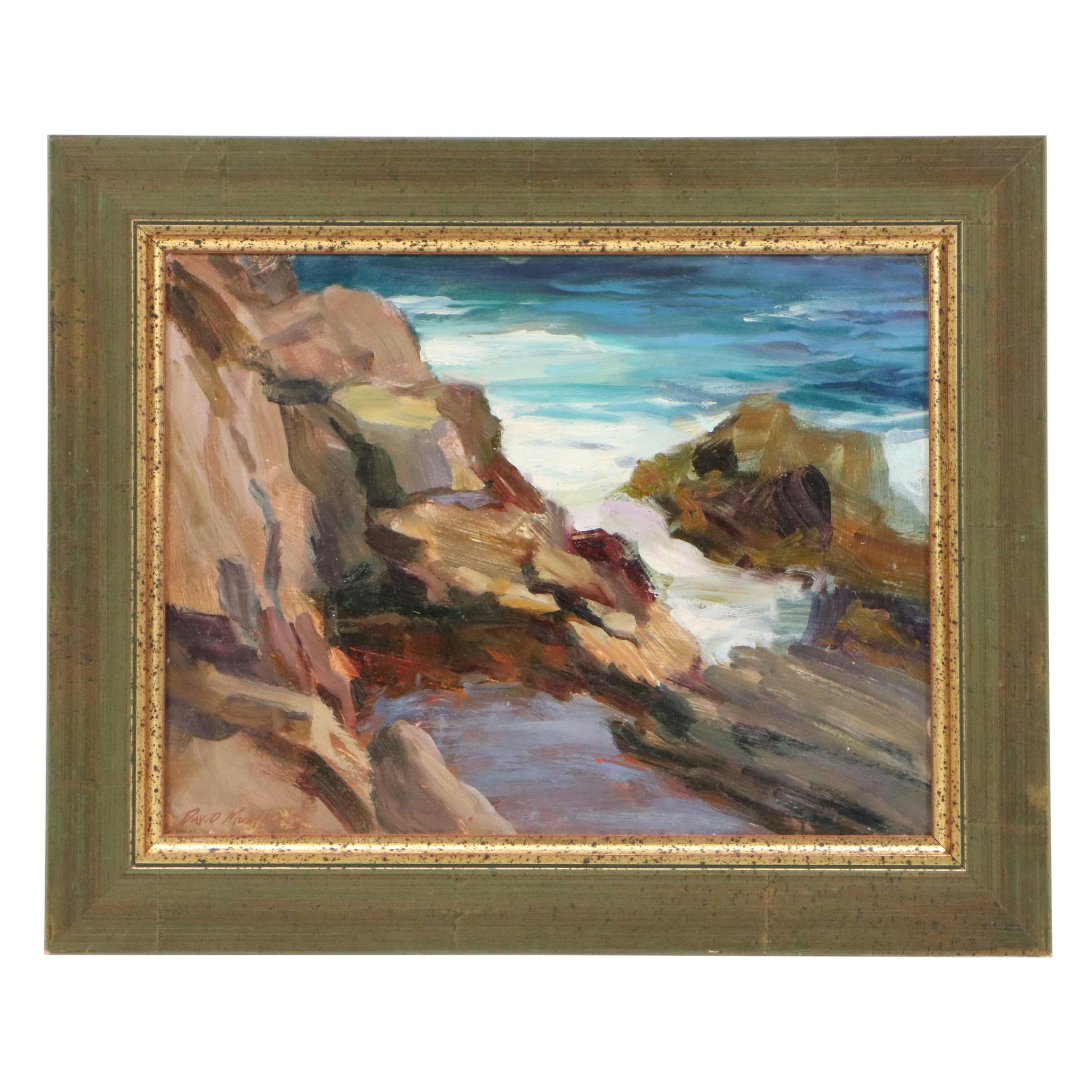 David Mueller Rocky Seascape Oil Painting "Seascape I"