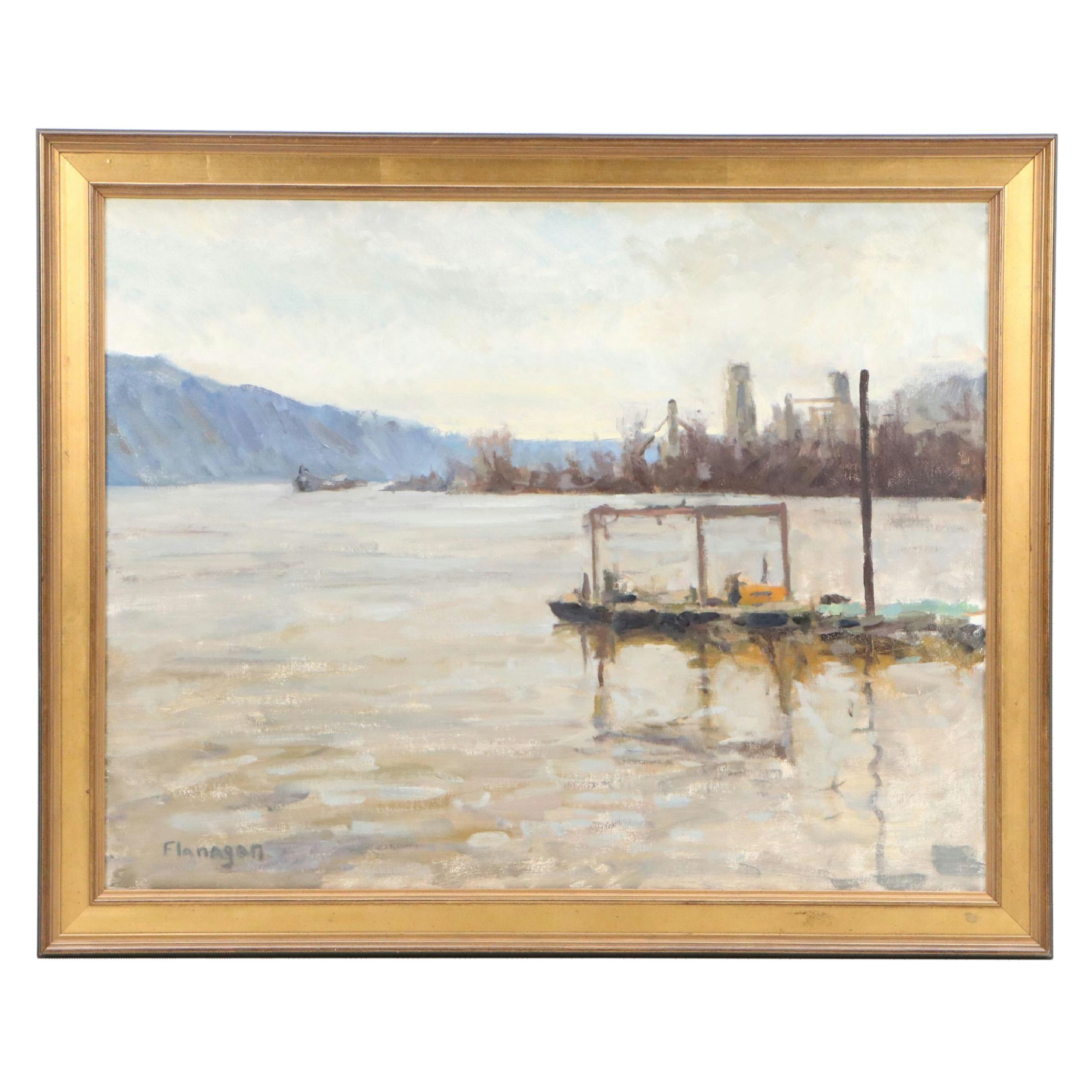 Nate Flanagan Seascape Oil Painting "Ohio River Scene"