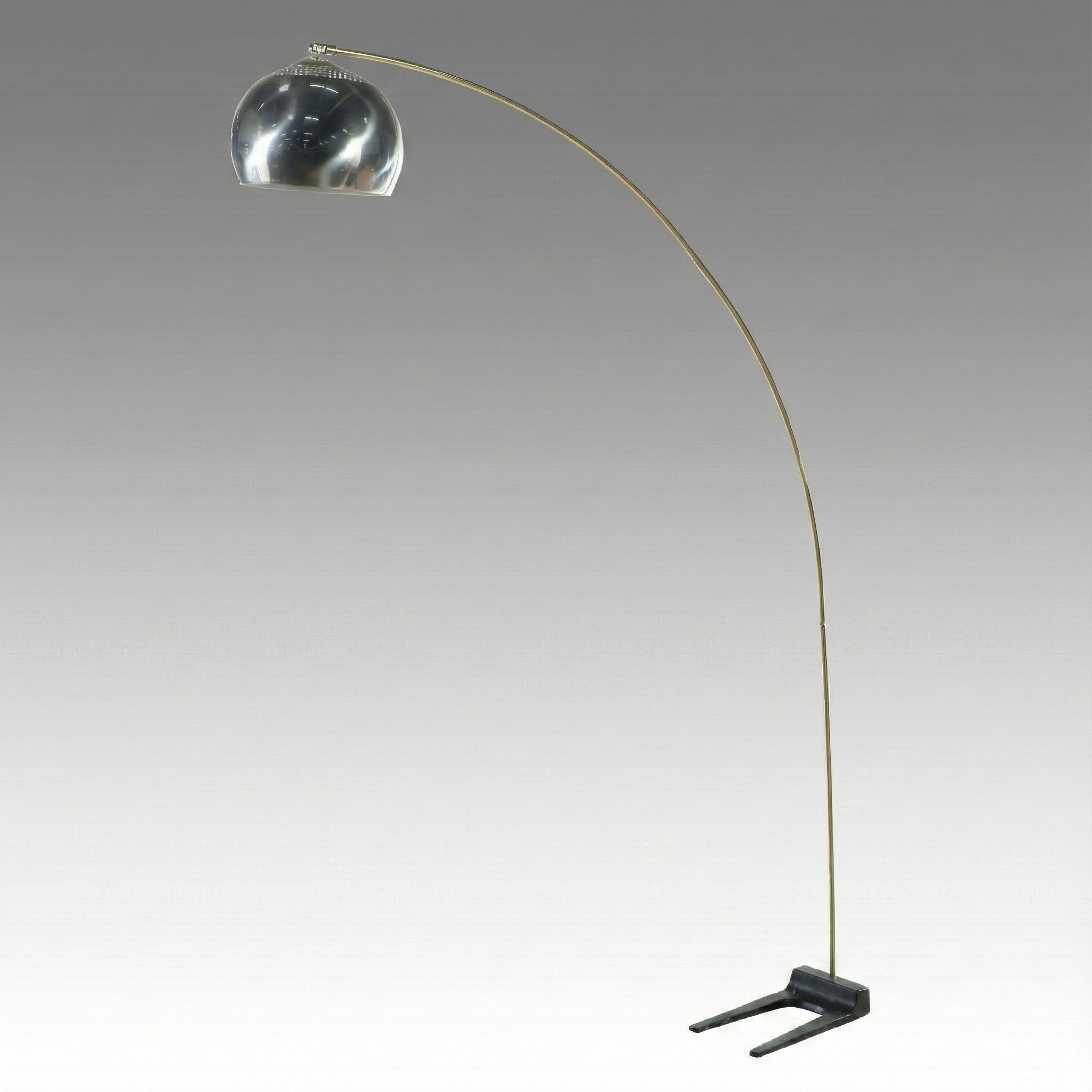 Mid Century Modern Brushed Steel Eyeball Arc Floor Lamp