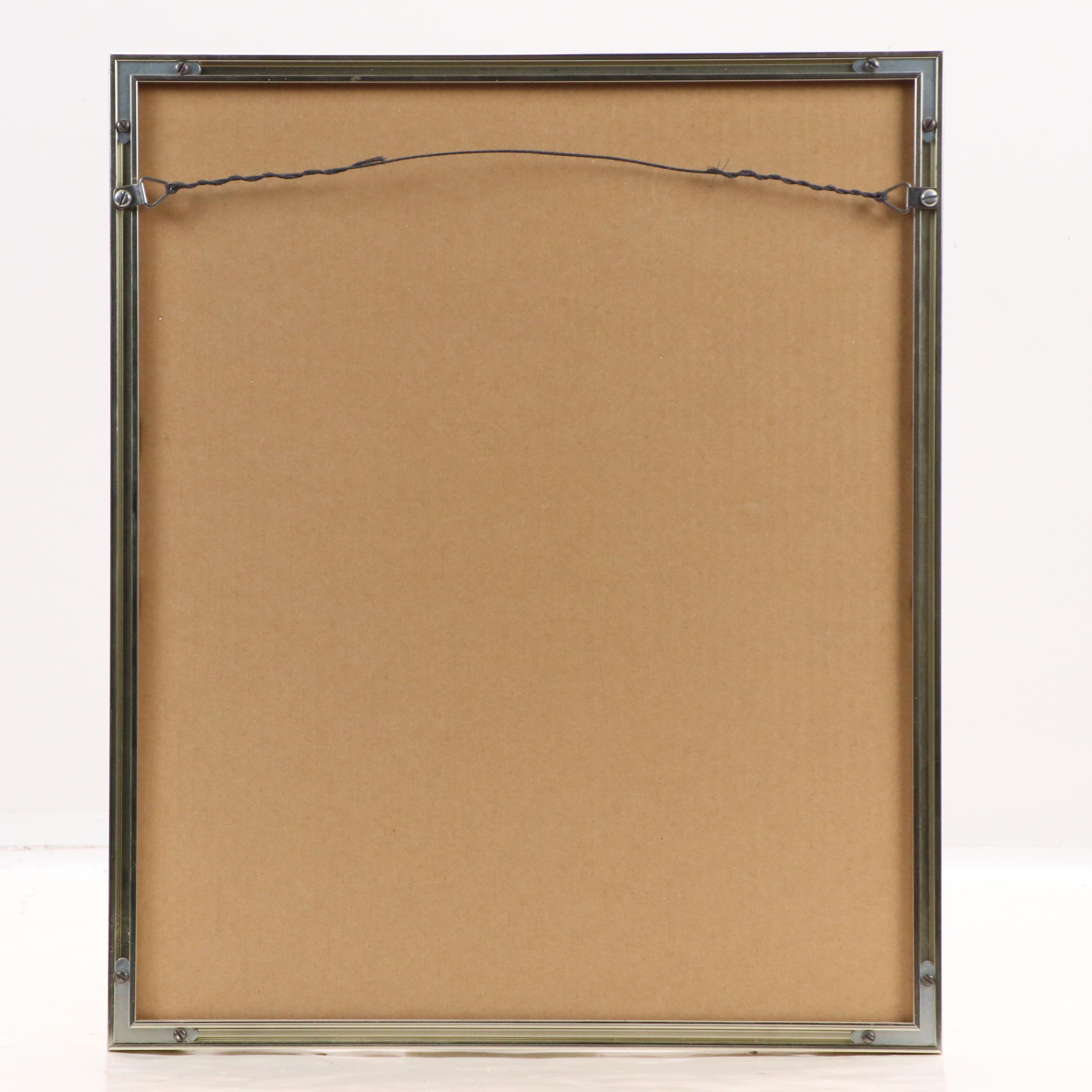 Lela Cooney Stylized Graphite Drawing with Piano Bench, 20th Century