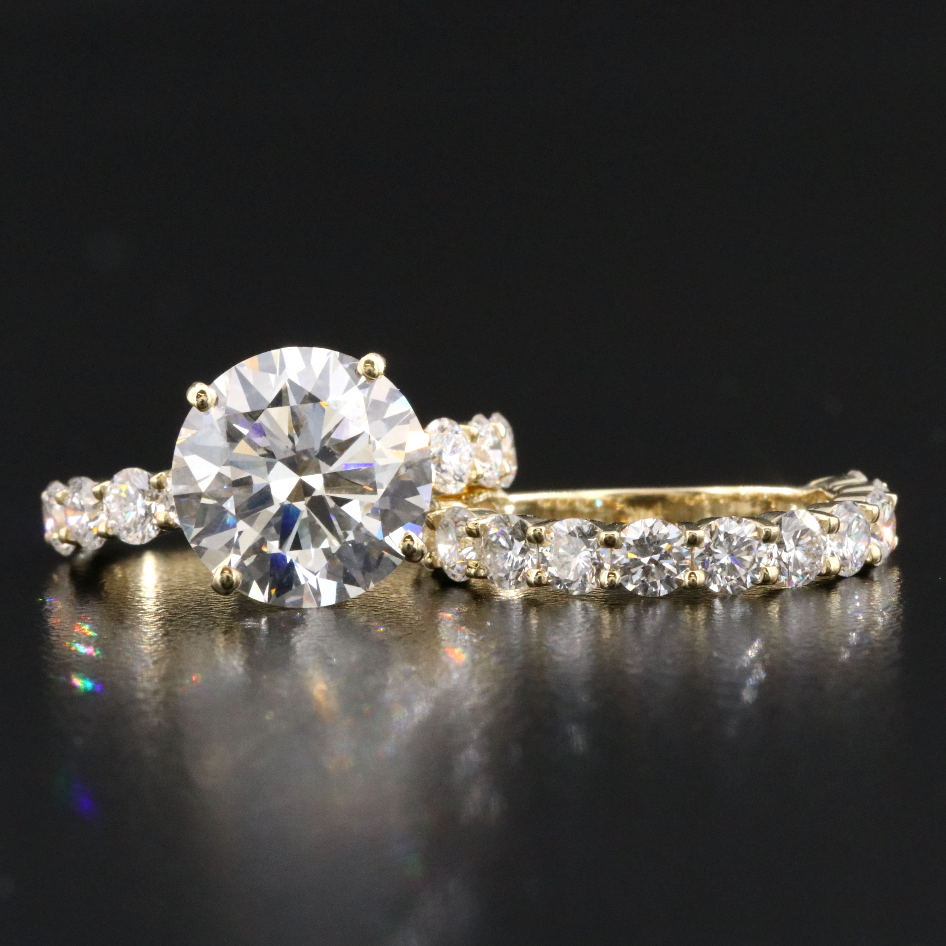 14K 9.81 CTW Lab Grown Diamond Ring Set with IGI Report