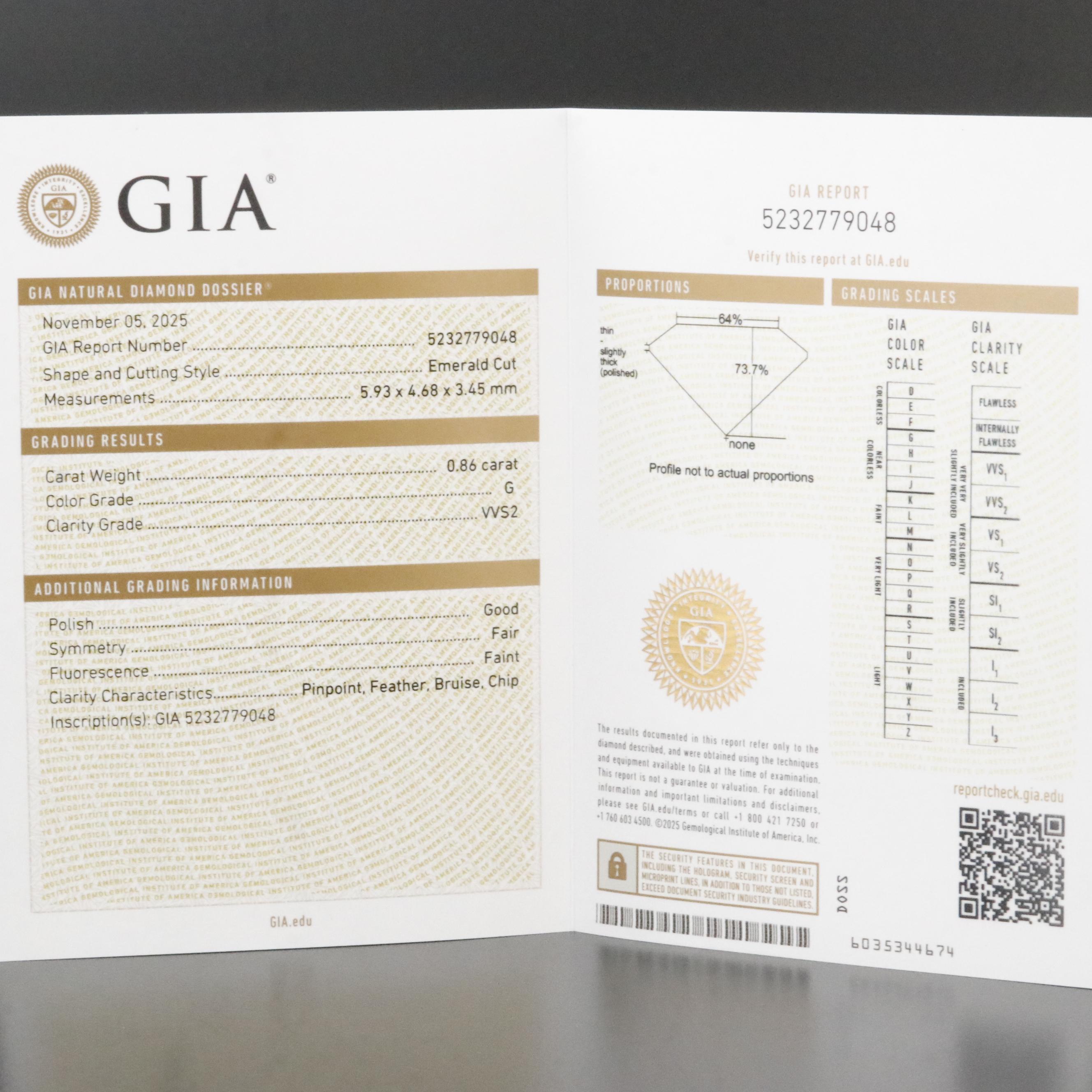 Loose 0.86 CT Diamond with GIA Report