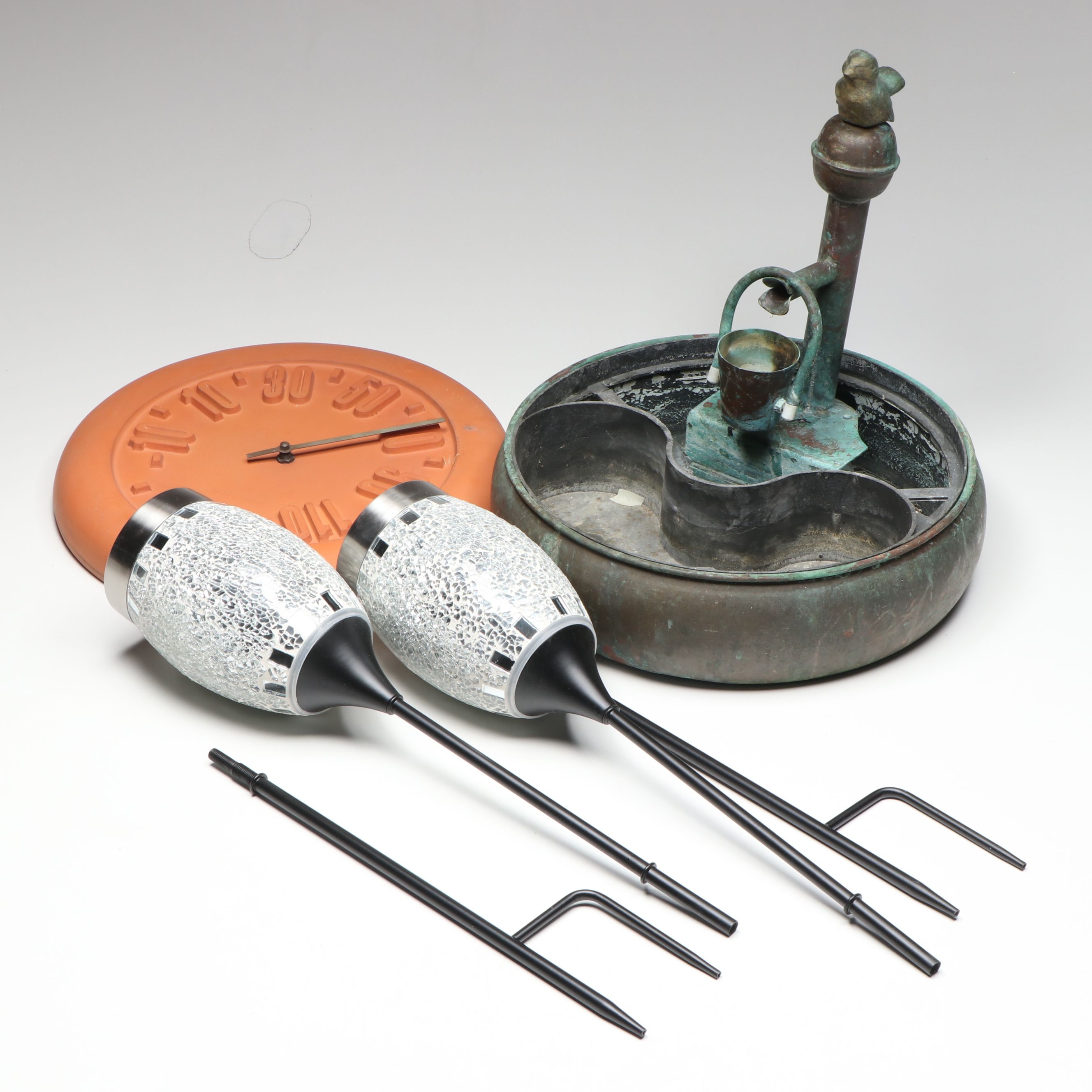 Cast Metal Fountain with Other Outdoor Accessories