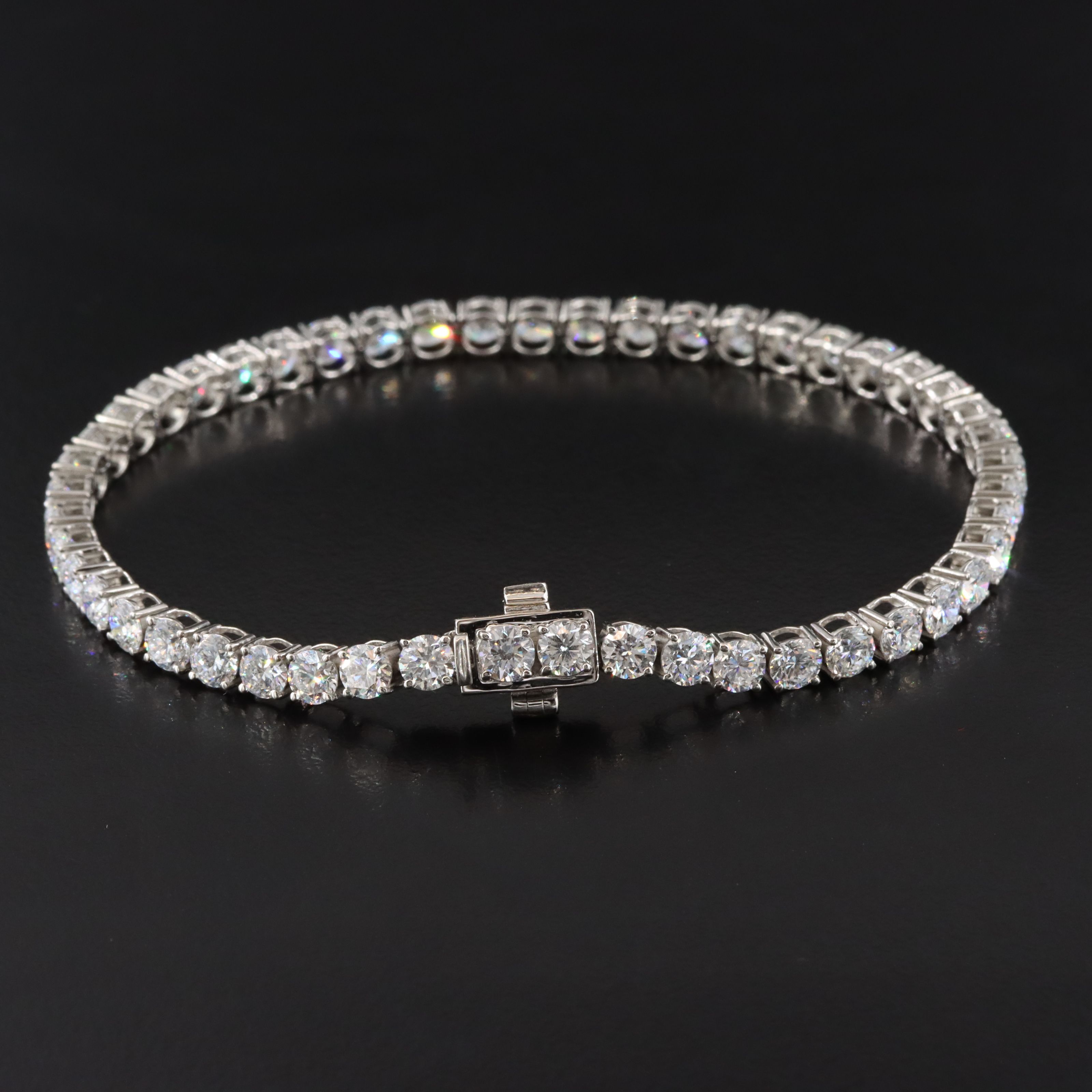 Platinum 9.29 CTW Lab Grown Diamond Line Bracelet
