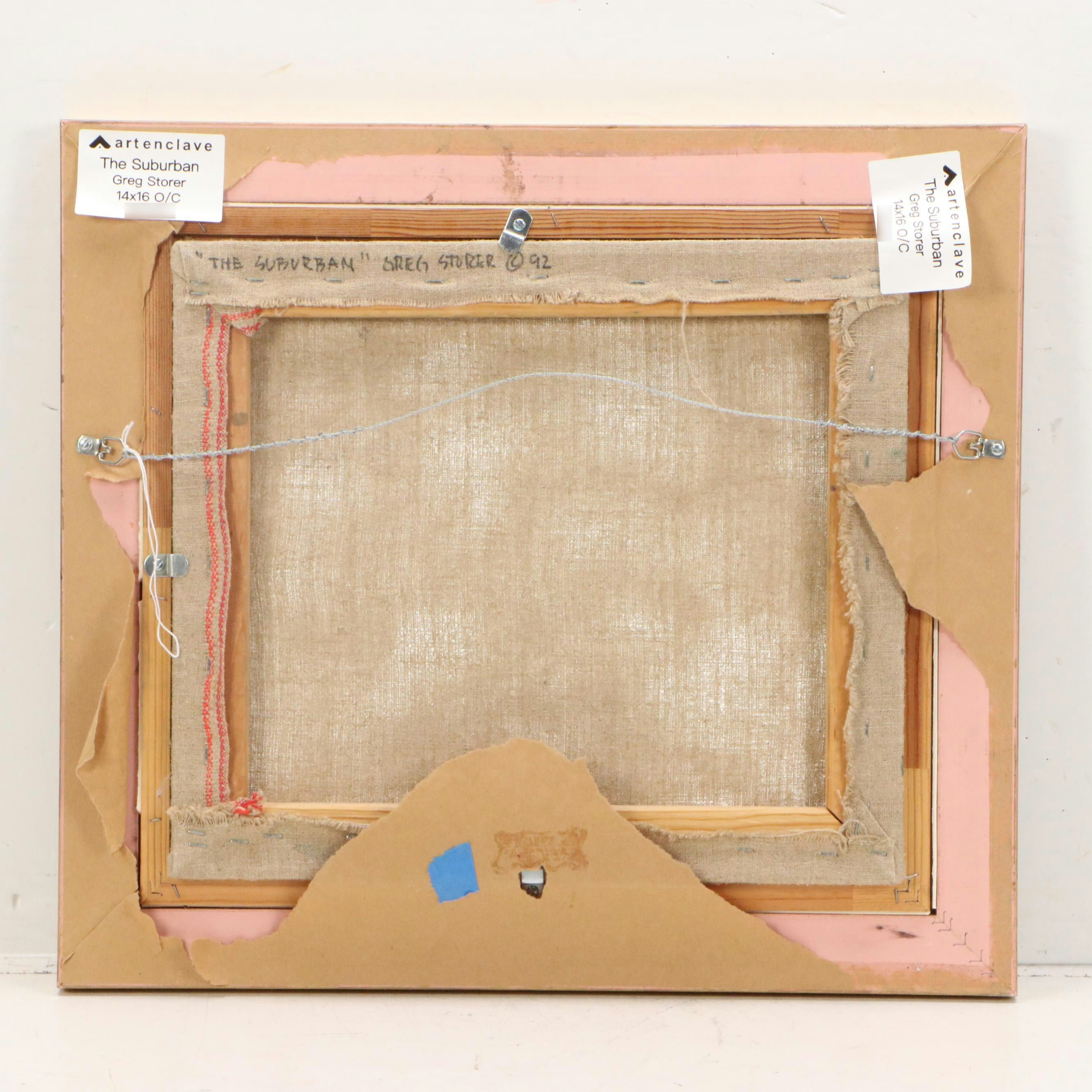 Greg Storer Street Scene Oil Painting "The Suburban," 1992