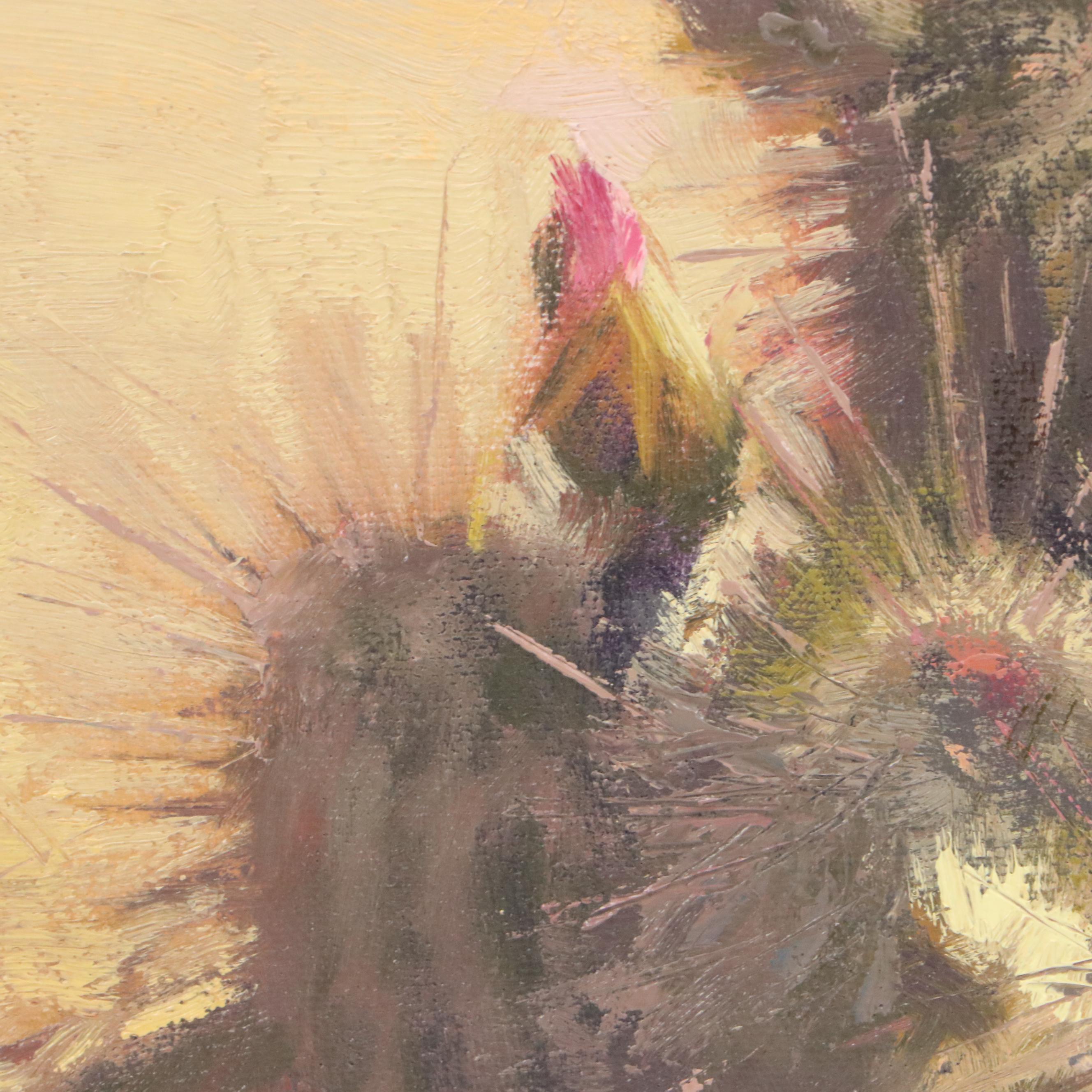 Chuck Marshall Oil Painting "Blooming Cactus," Circa 2000