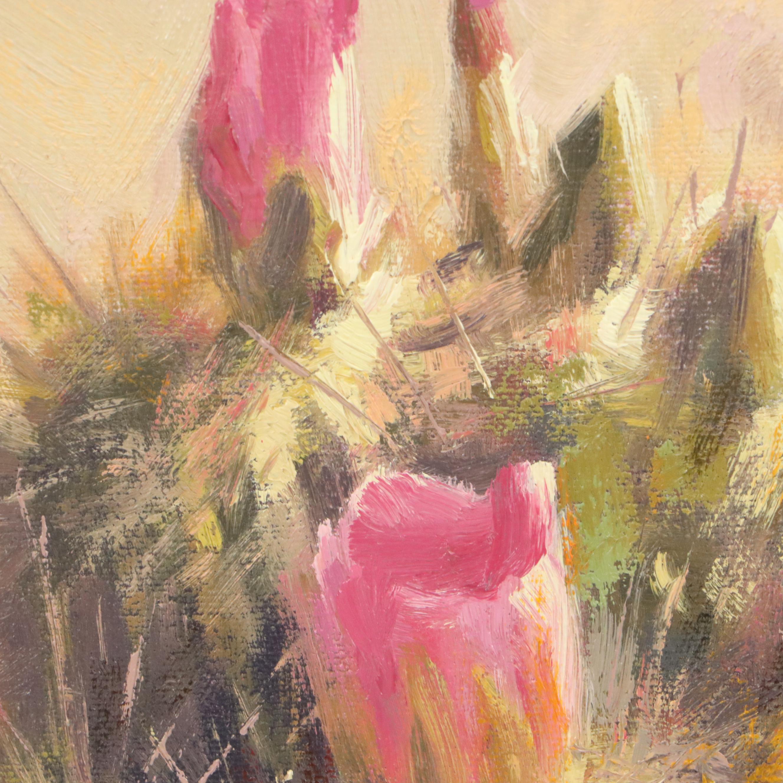 Chuck Marshall Oil Painting "Blooming Cactus," Circa 2000