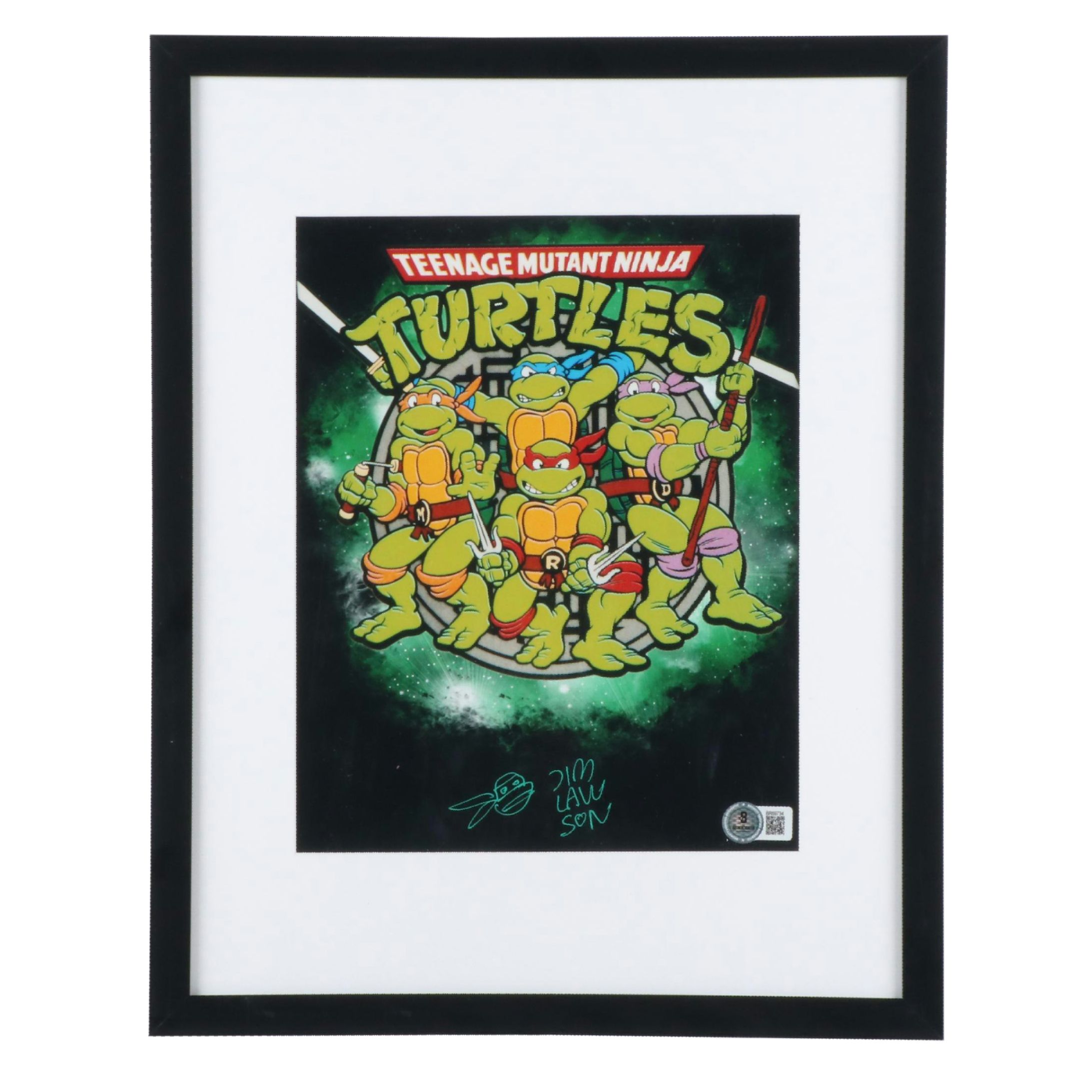Jim Lawson Signed “Teenage Mutant Ninja Turtles” Print in Matted Frame, Beckett