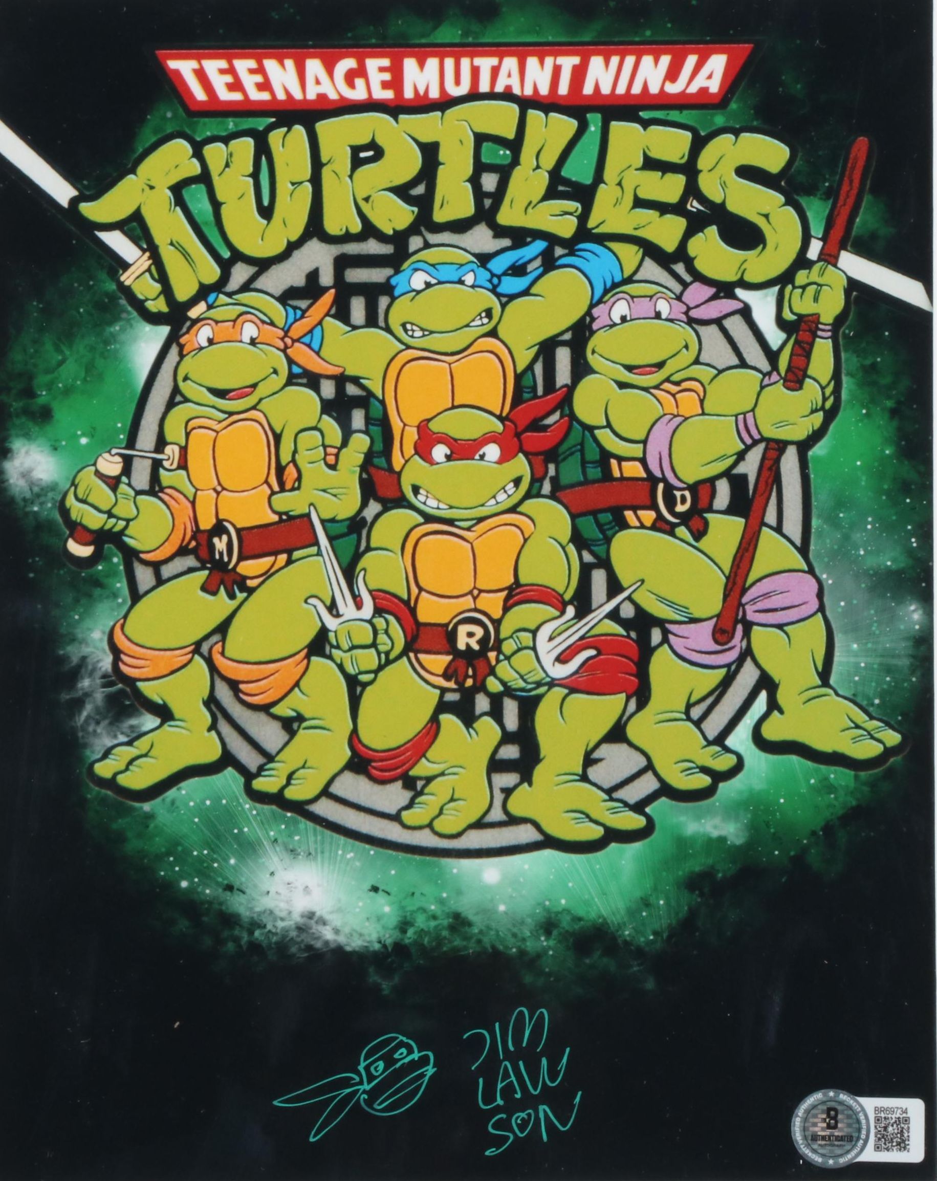 Jim Lawson Signed “Teenage Mutant Ninja Turtles” Print in Matted Frame, Beckett