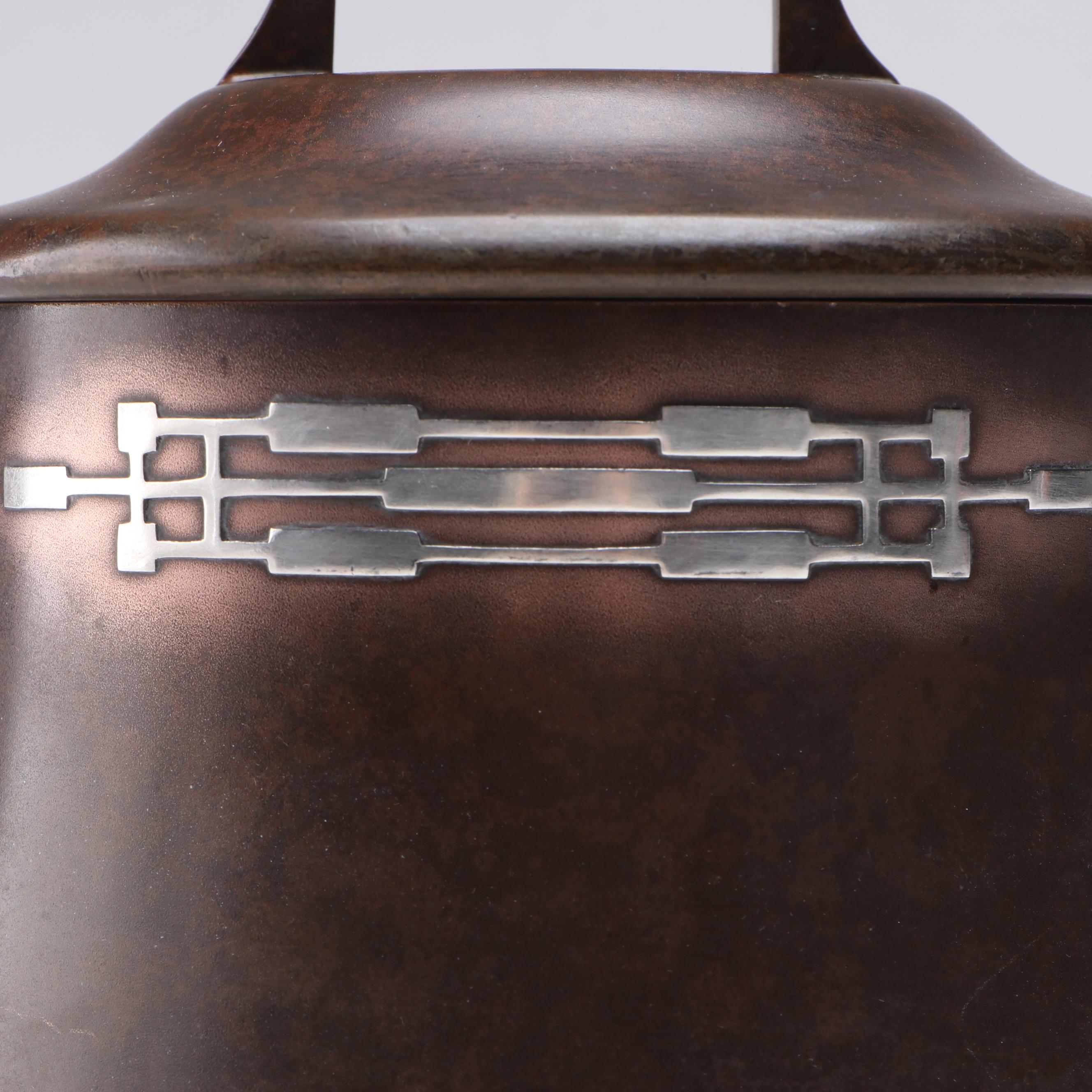 Arts and Crafts Heintz Sterling on Bronze Jar, Early 20th Century