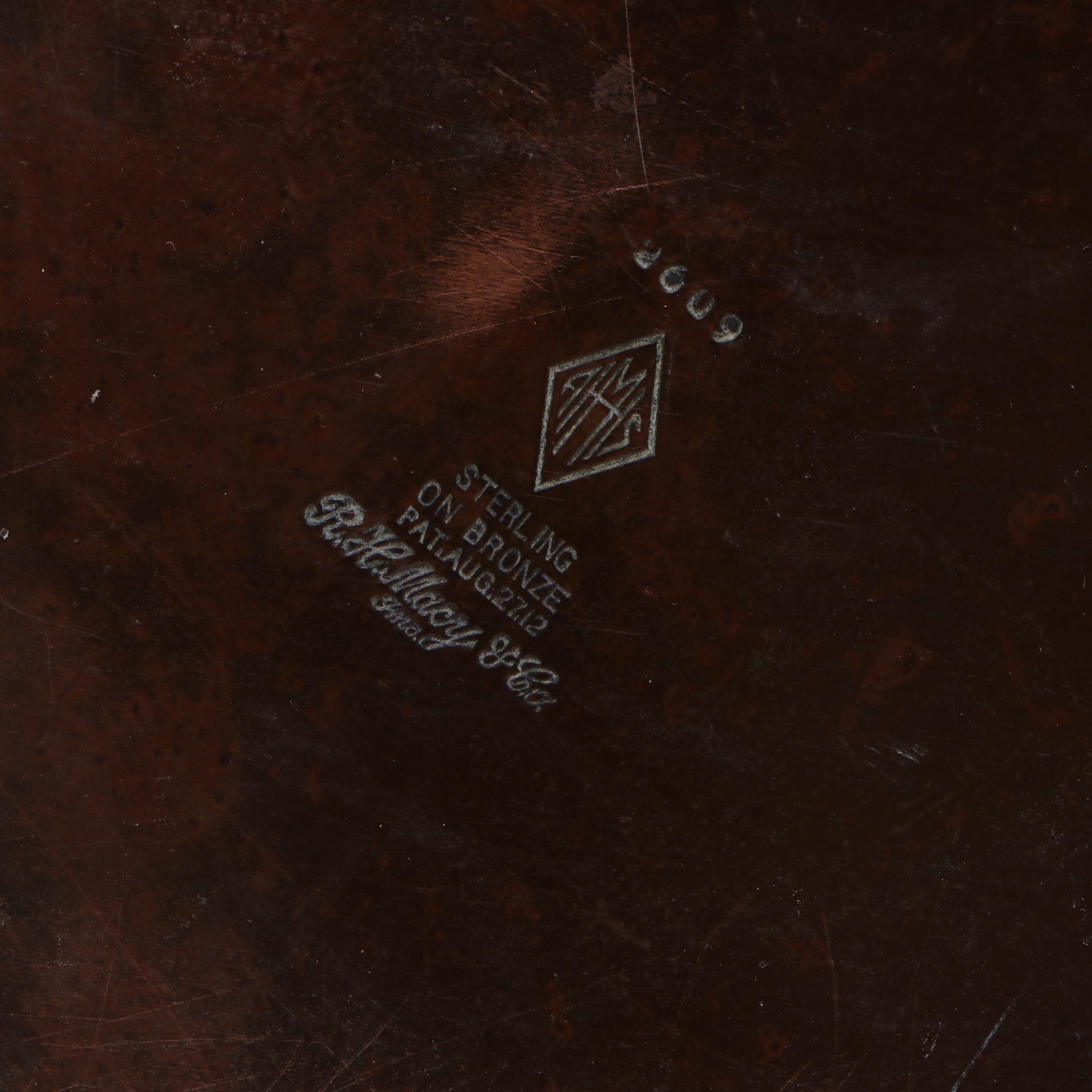 Arts and Crafts Heintz Sterling on Bronze Jar, Early 20th Century