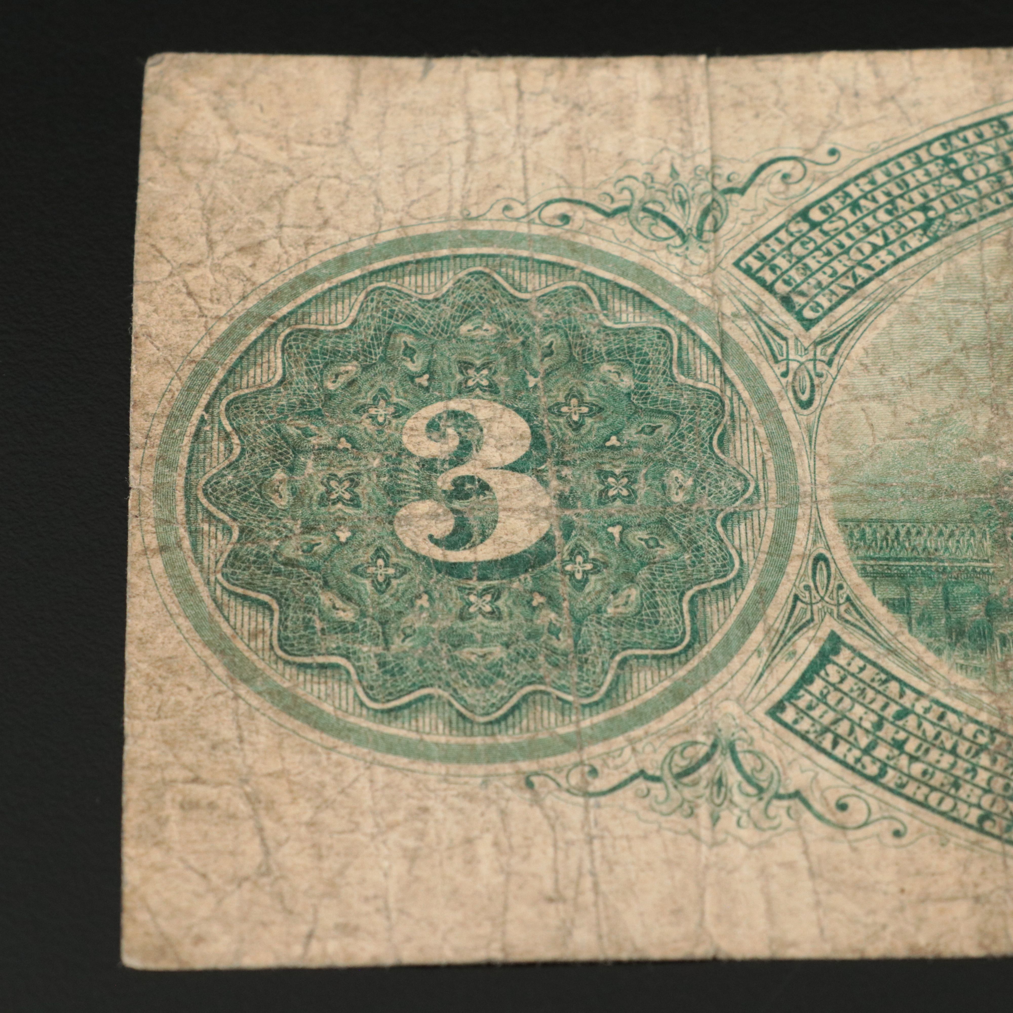 1870 Mississippi Three Dollar Obsolete Bank Note