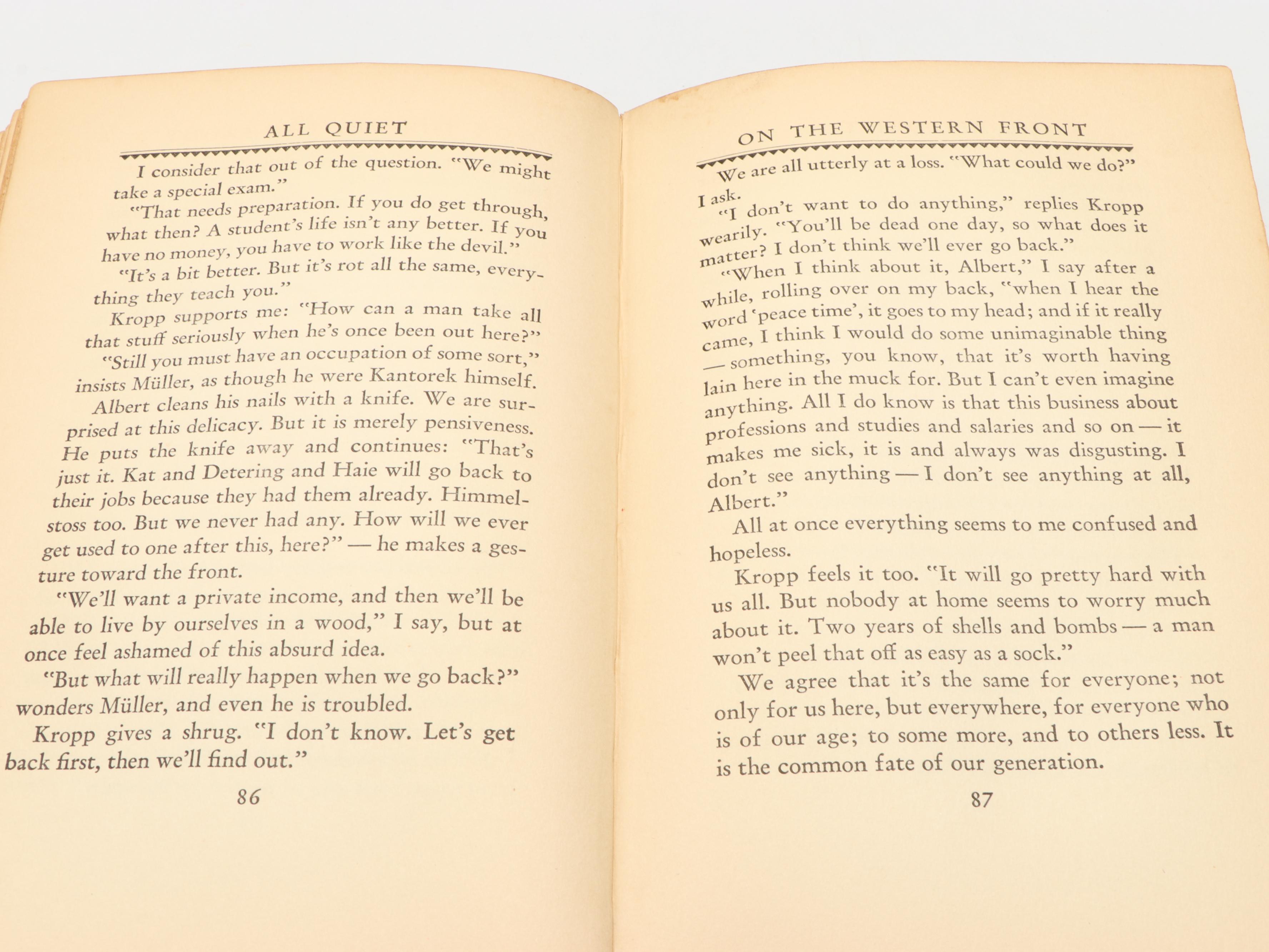 First American Printing "All Quiet on the Western Front" by Erich Maria Remarque