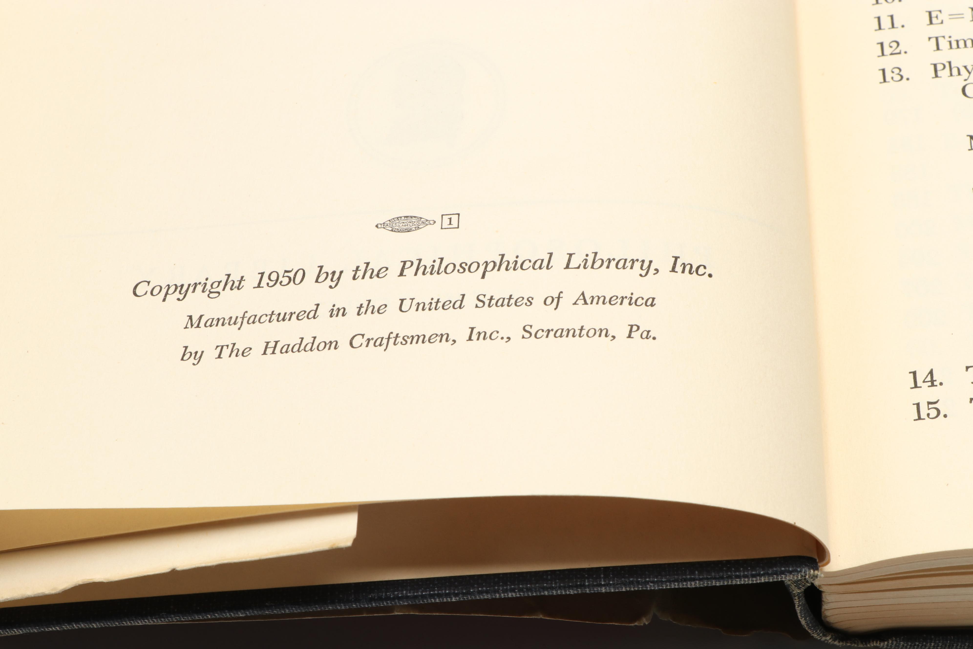 First Edition "Out of My Later Years" by Albert Einstein, 1950