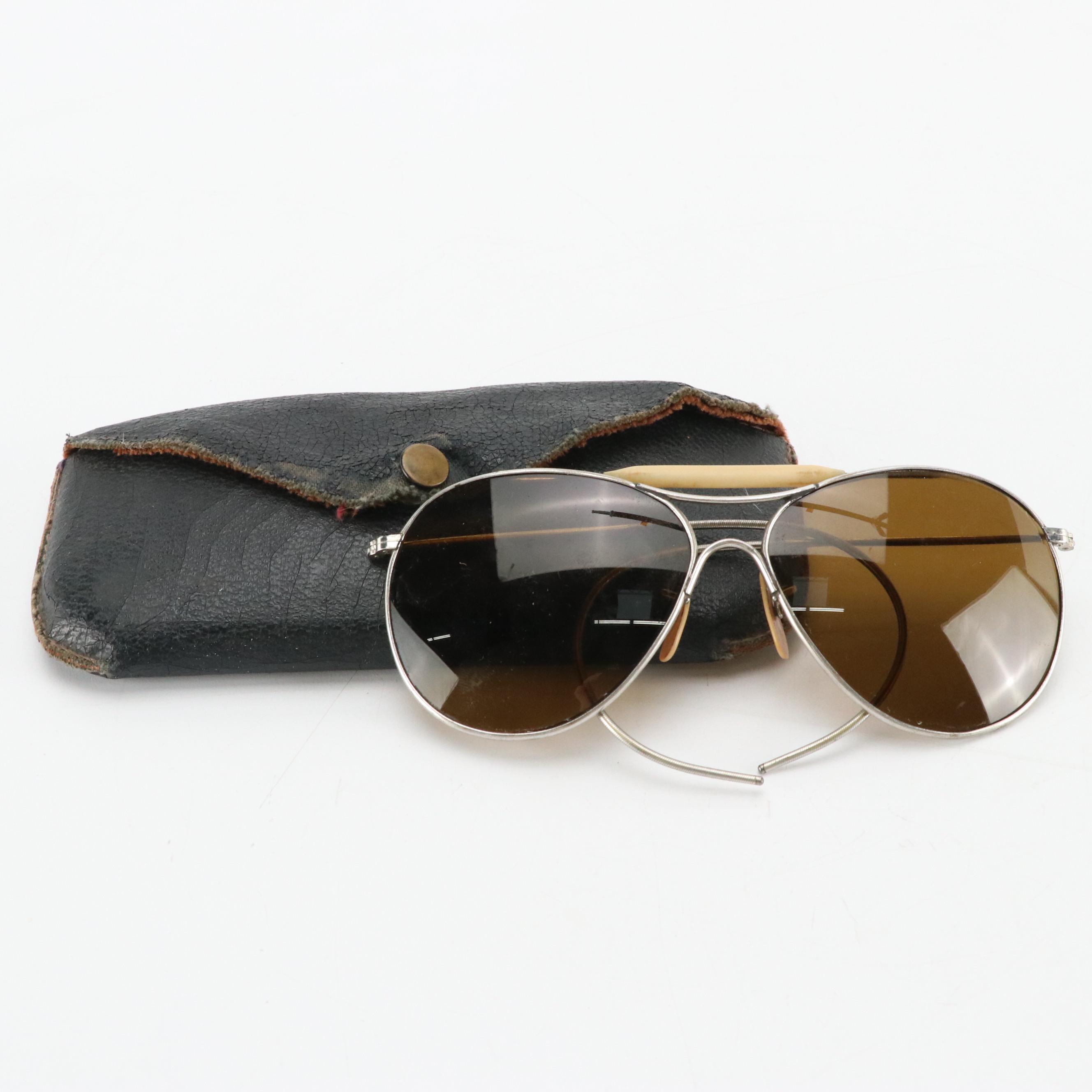 WWII Era Aviator Air Force Style Prescription Sunglasses with Case