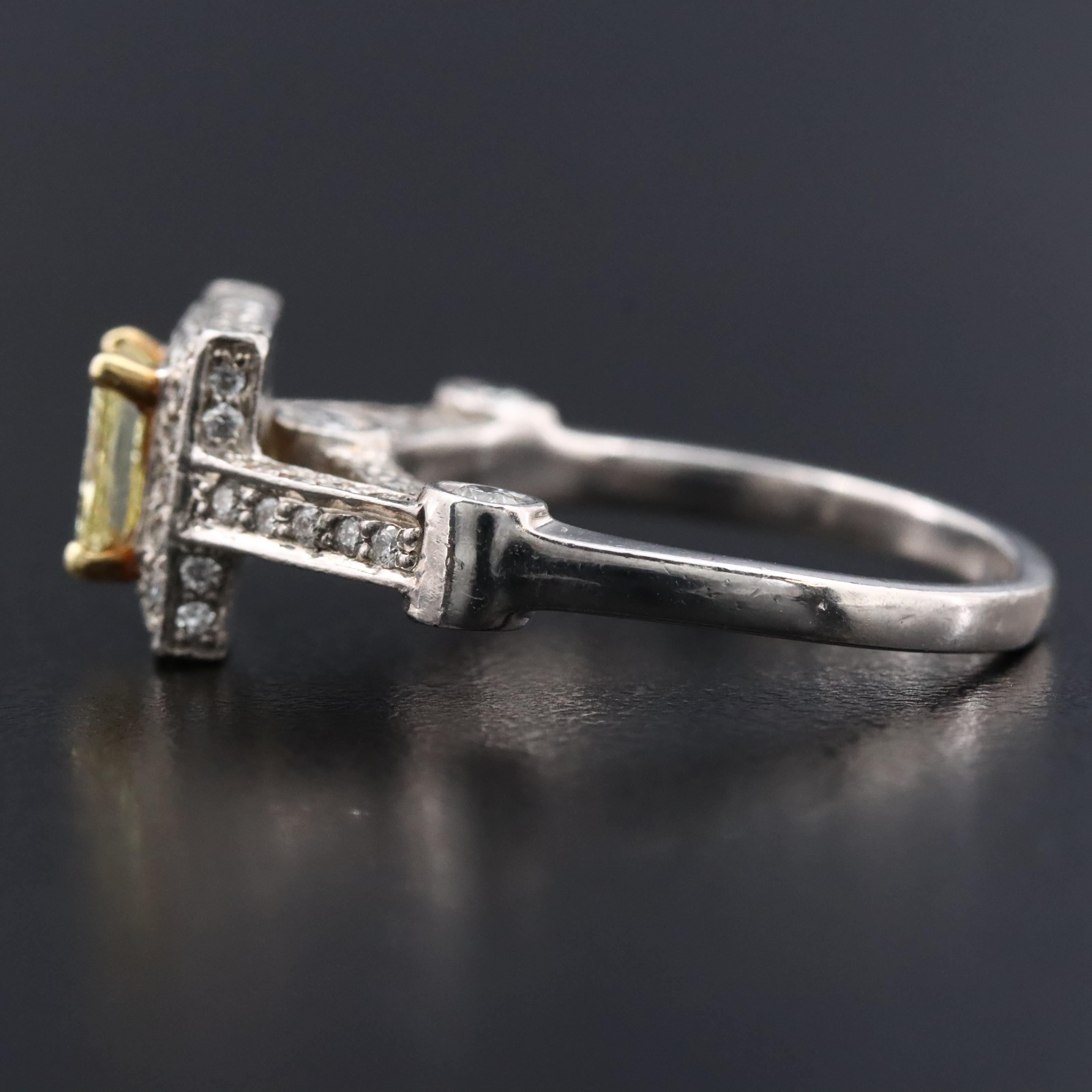 Platinum 1.43 CTW Diamond Ring with Fancy Yellow Center