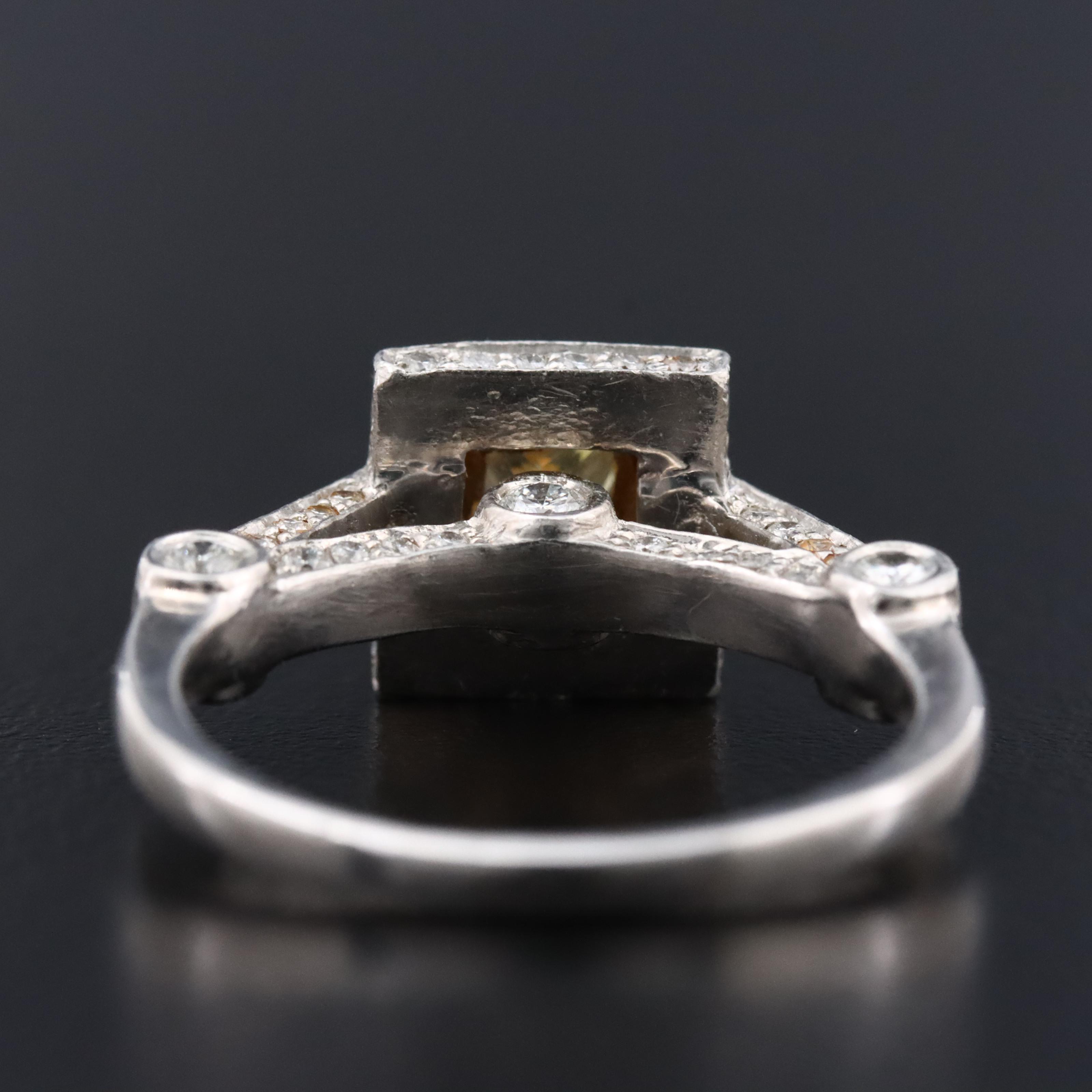 Platinum 1.43 CTW Diamond Ring with Fancy Yellow Center
