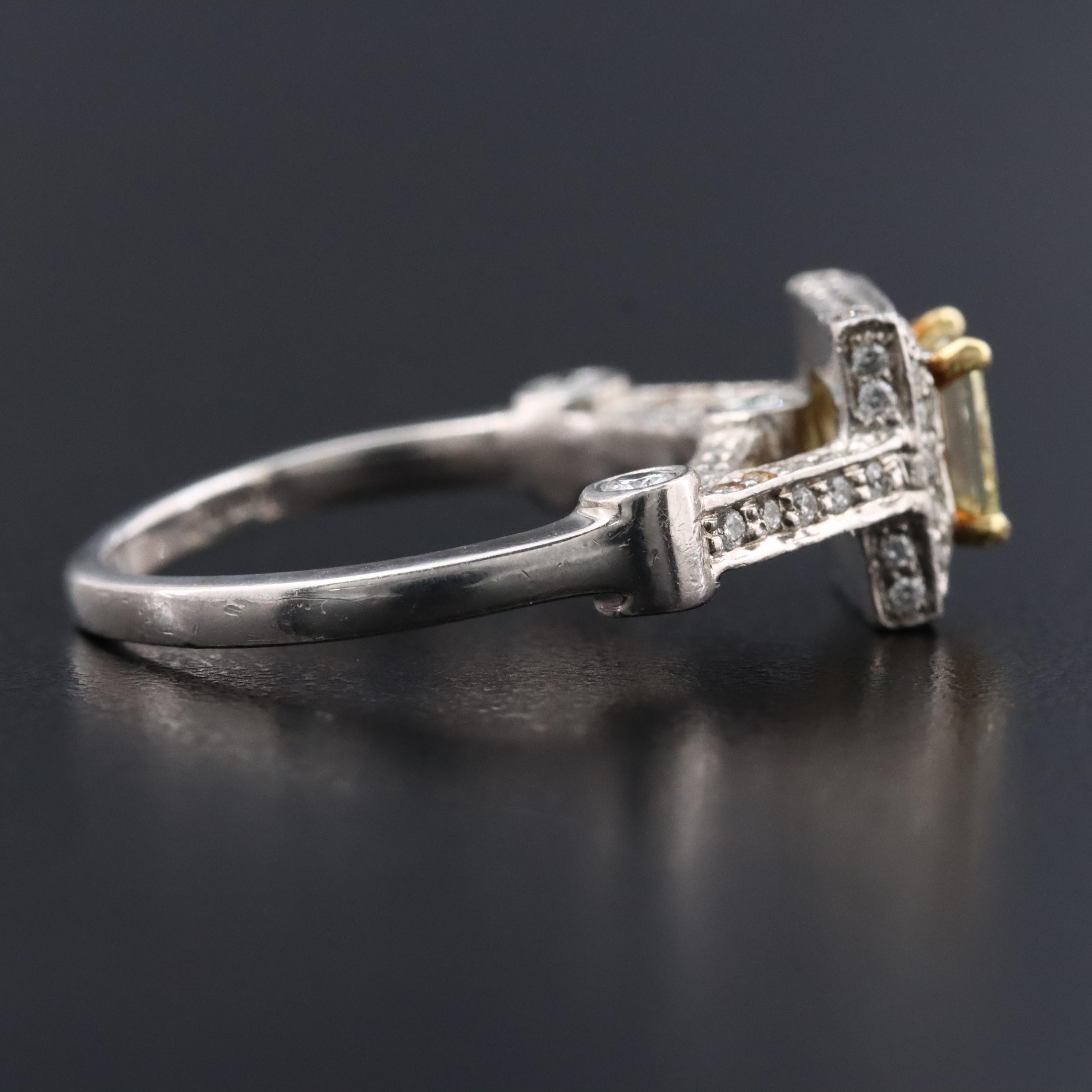 Platinum 1.43 CTW Diamond Ring with Fancy Yellow Center