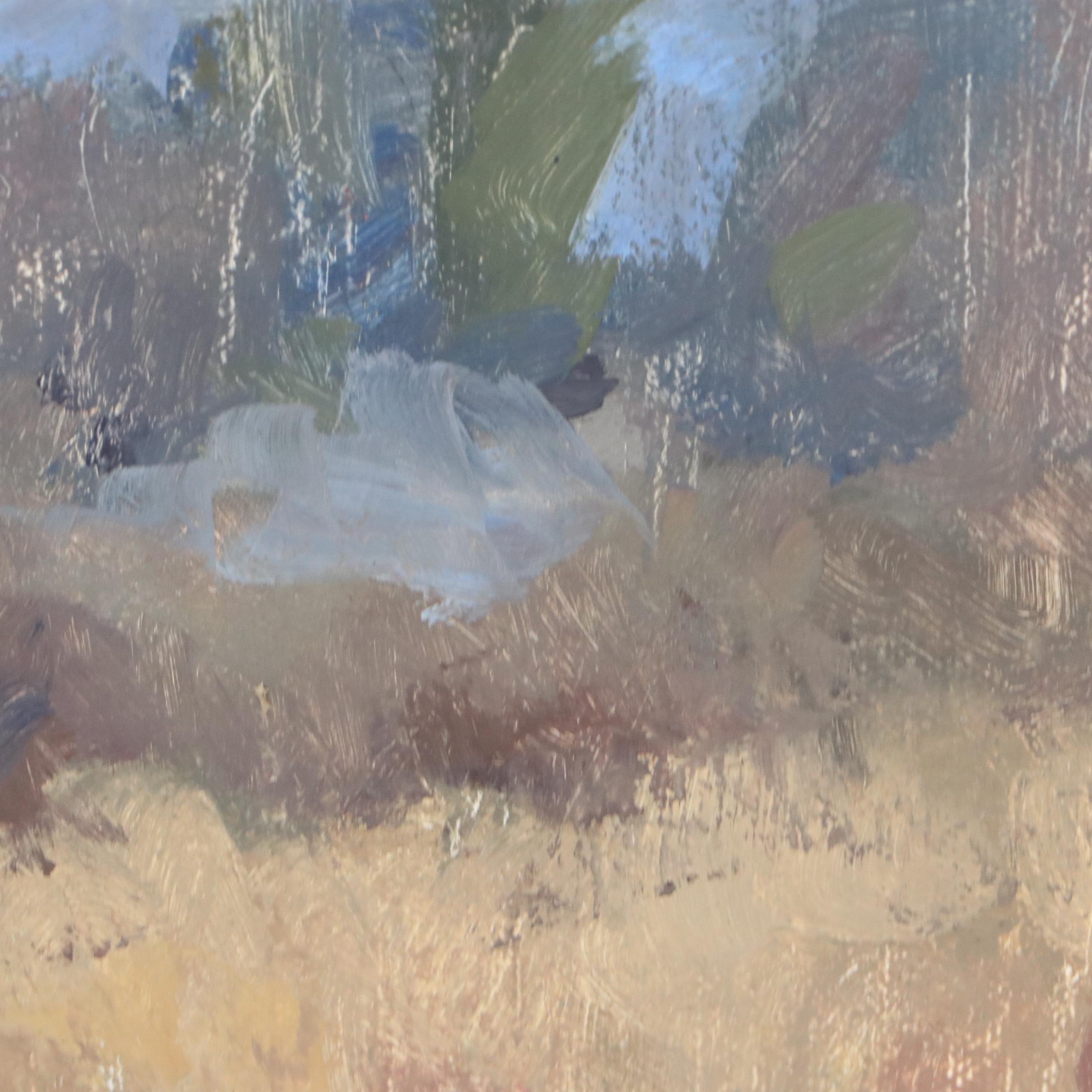 Nate Flanagan Landscape Oil Painting with Sparse Trees "Dramatic Sky"